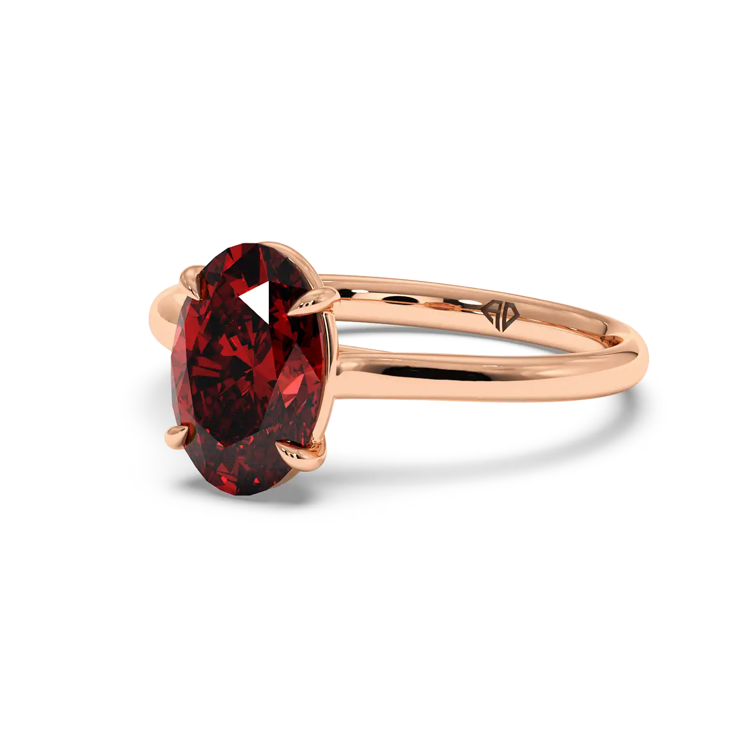18K Rose Gold Poppy Plain Shank Engagement Ring