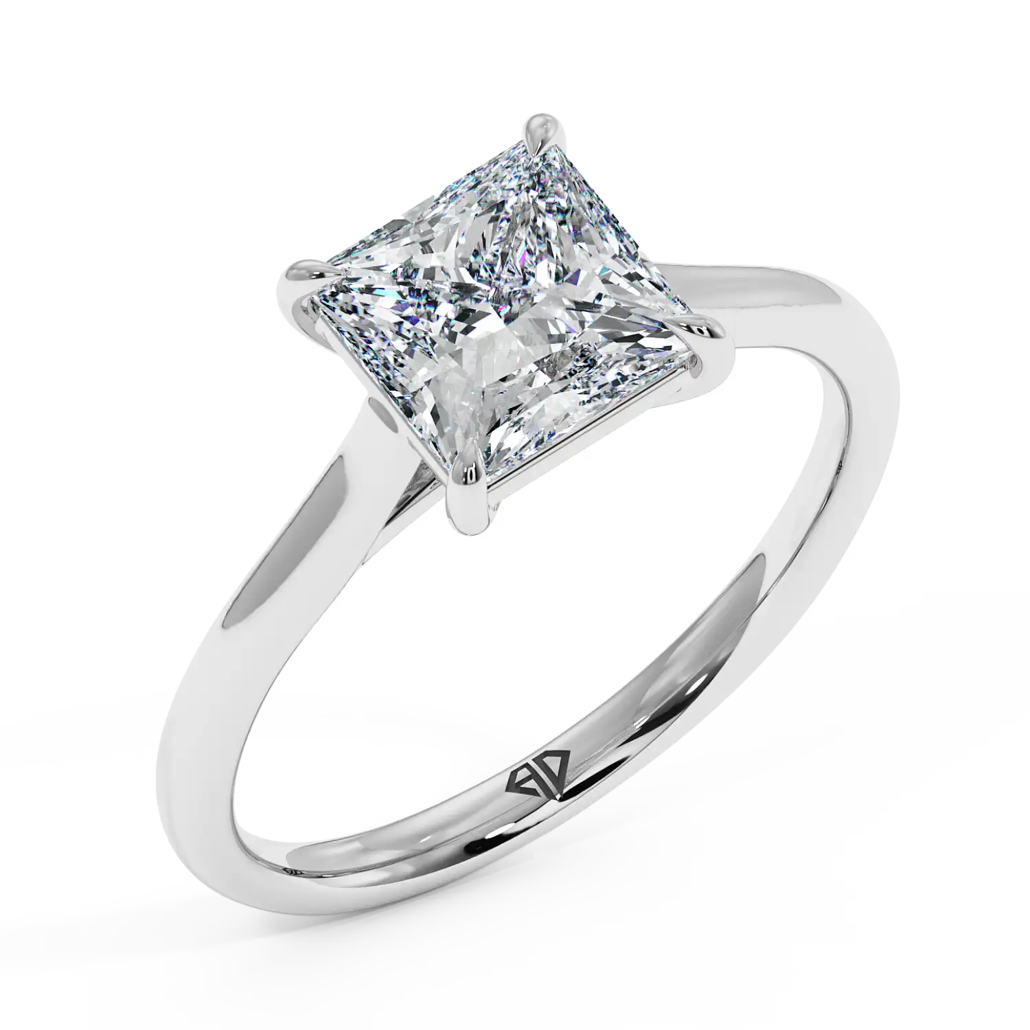 18K White Gold Poppy Plain Shank Engagement Ring
