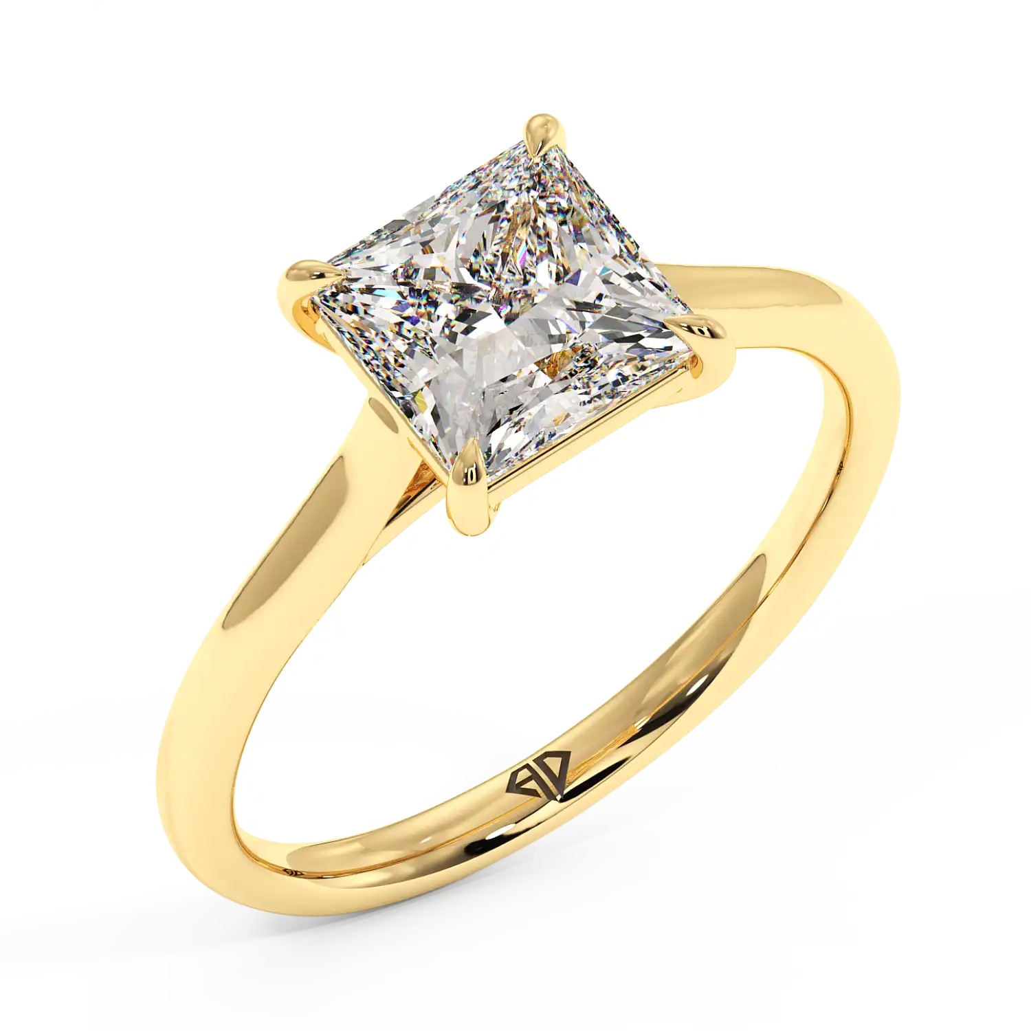18K Yellow Gold Poppy Plain Shank Engagement Ring