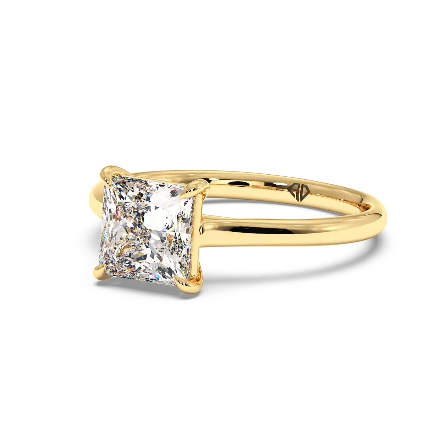 18K Yellow Gold Poppy Plain Shank Engagement Ring