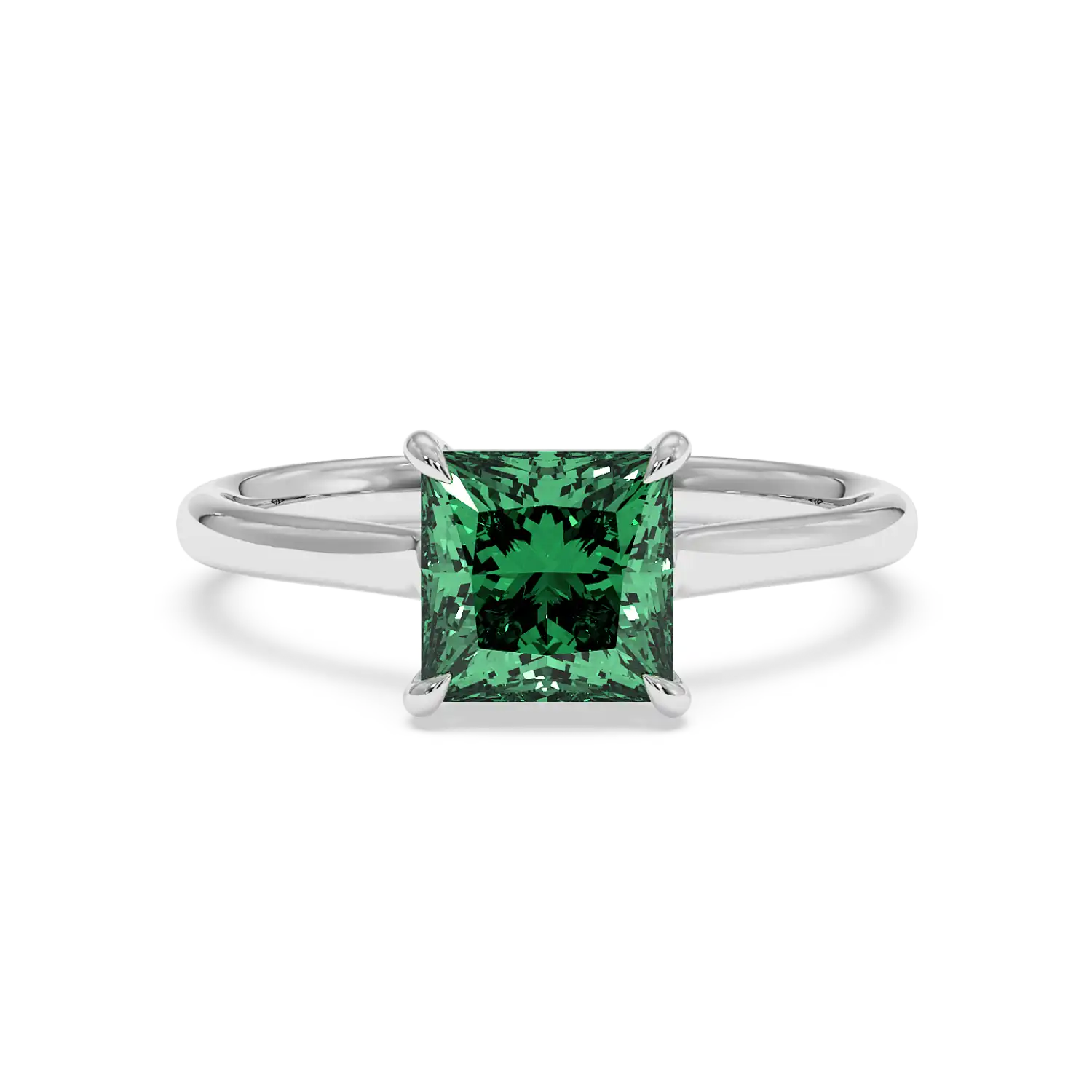 18K White Gold Poppy Plain Shank Engagement Ring