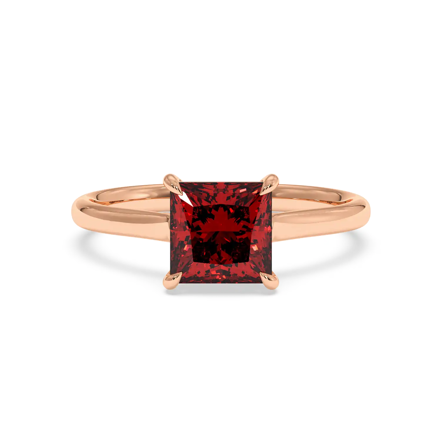 18K Rose Gold Poppy Plain Shank Engagement Ring