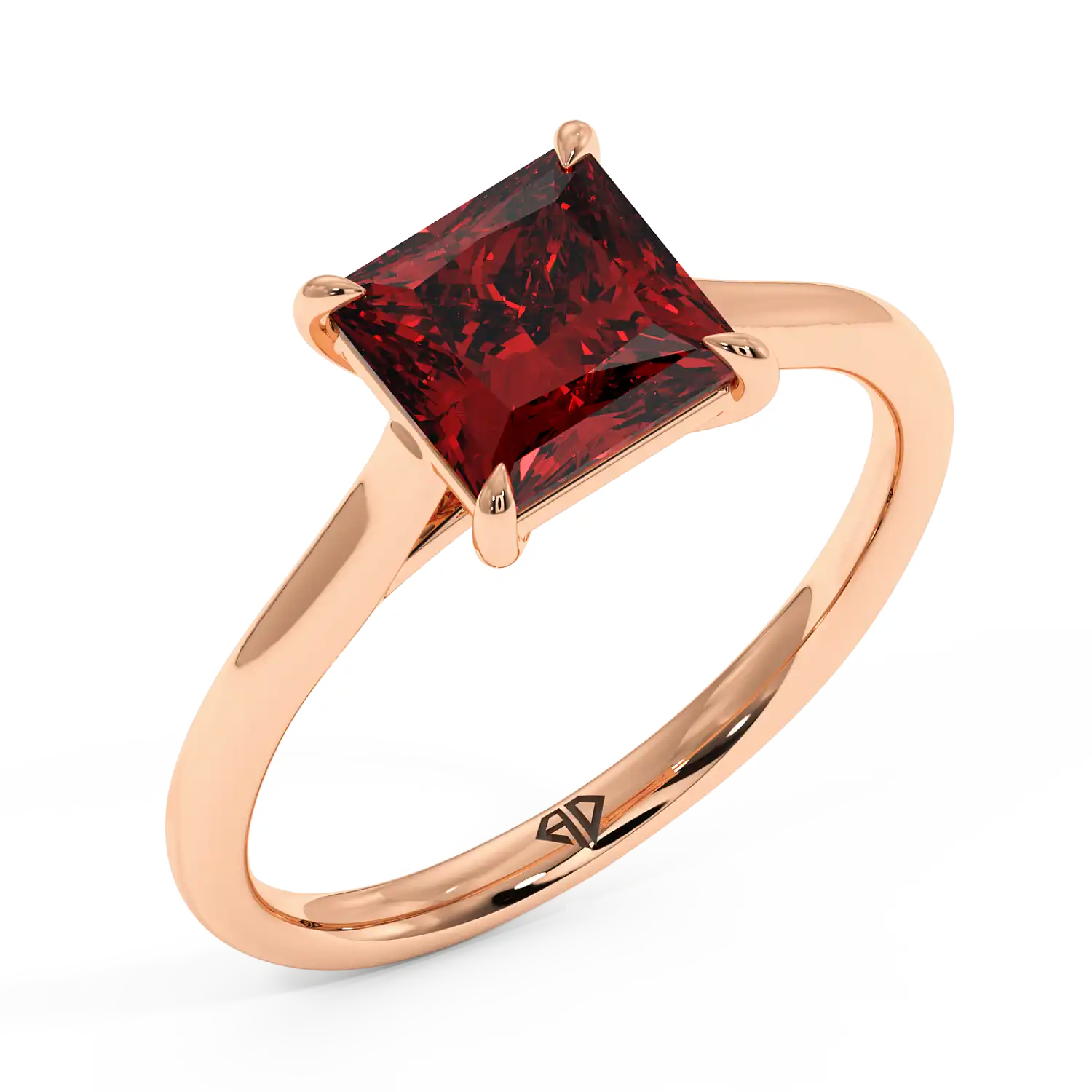 18K Rose Gold Poppy Plain Shank Engagement Ring