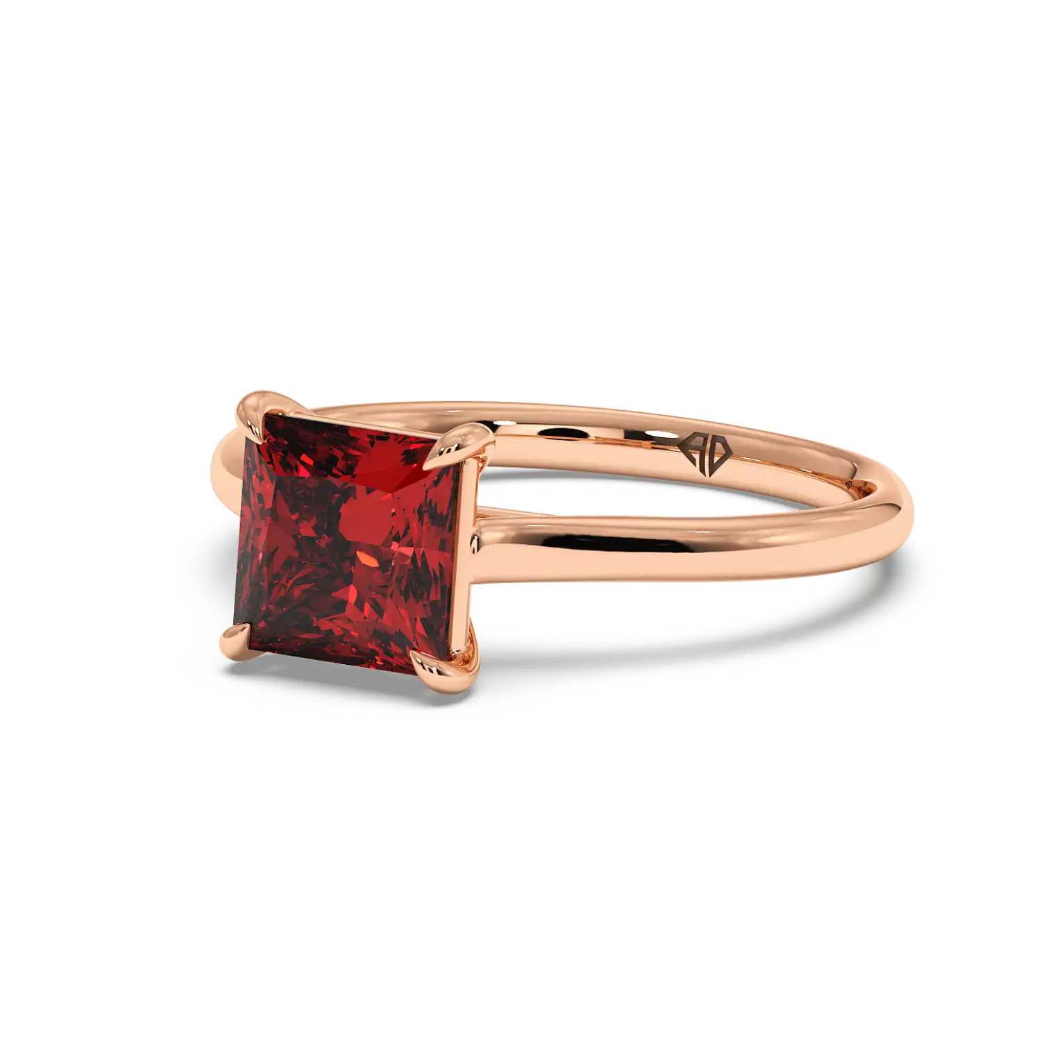18K Rose Gold Poppy Plain Shank Engagement Ring