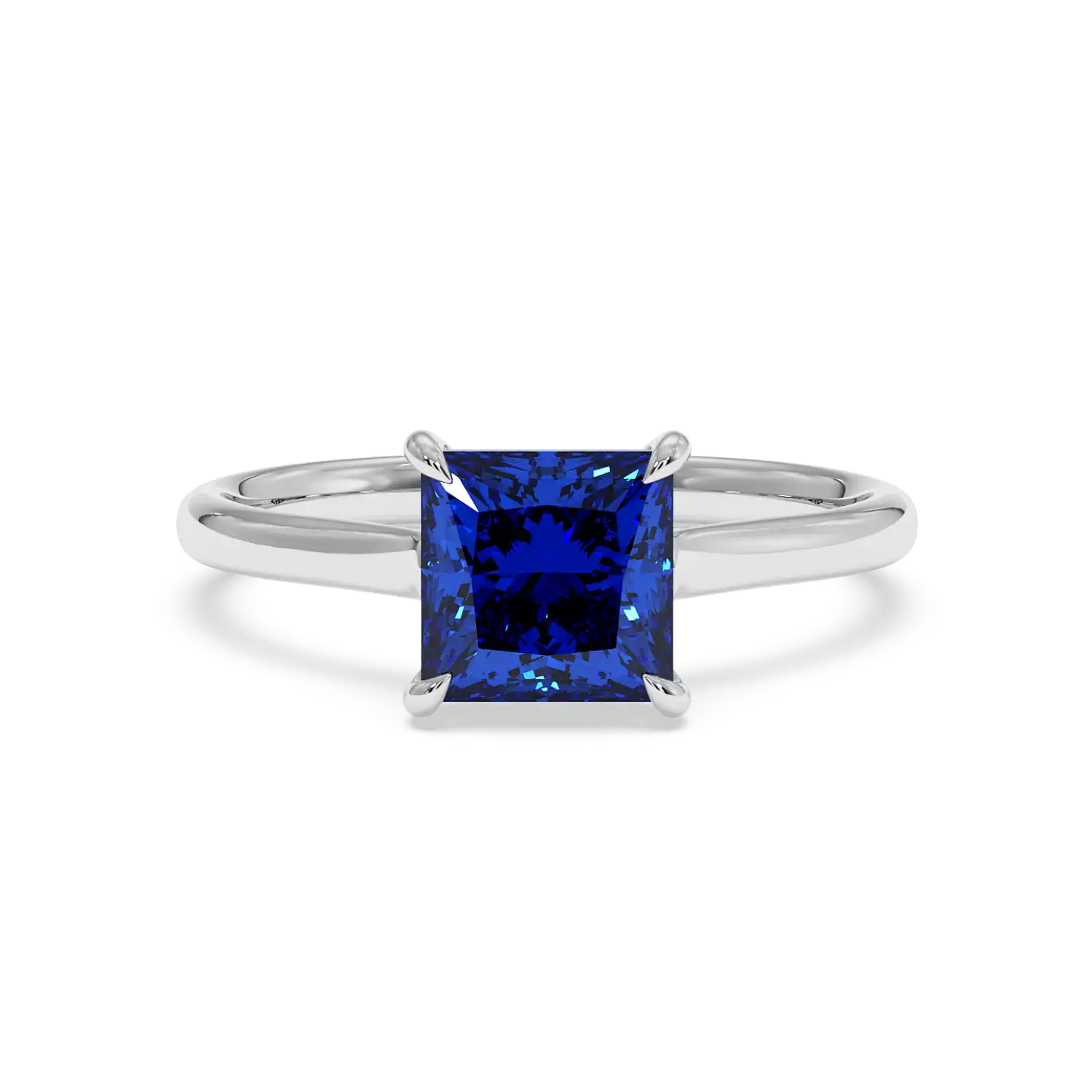 18K White Gold Poppy Plain Shank Engagement Ring