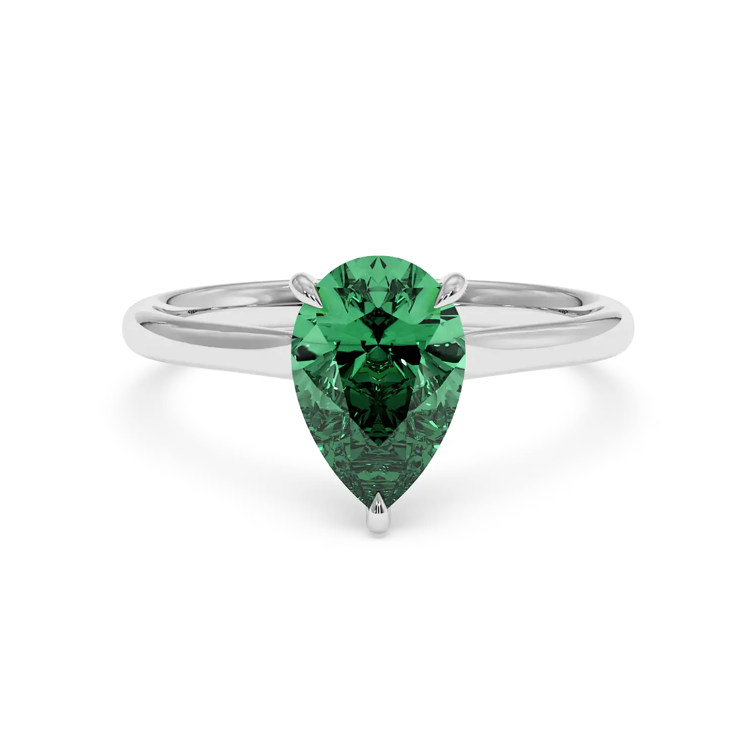 18K White Gold Poppy Plain Shank Engagement Ring