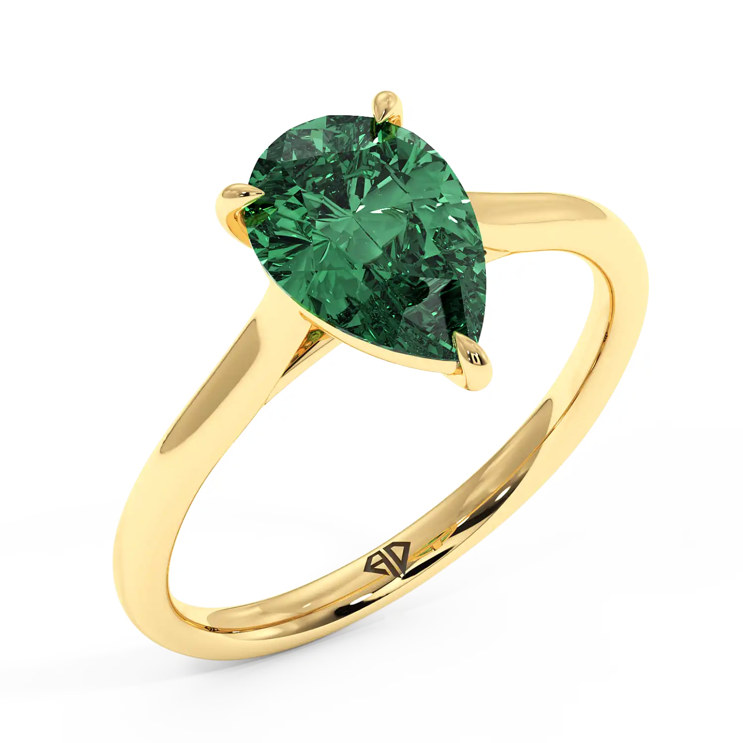 18K Yellow Gold Poppy Plain Shank Engagement Ring