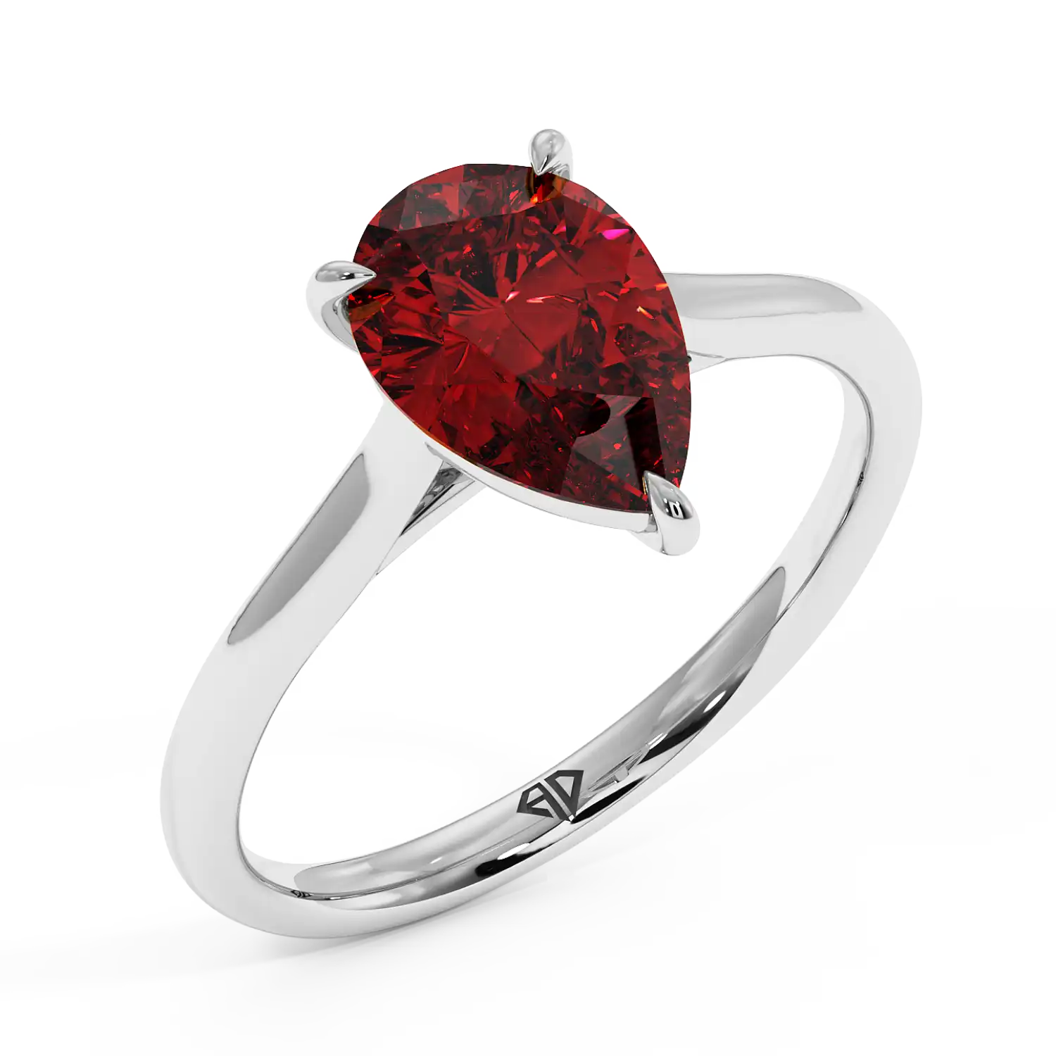 18K White Gold Poppy Plain Shank Engagement Ring