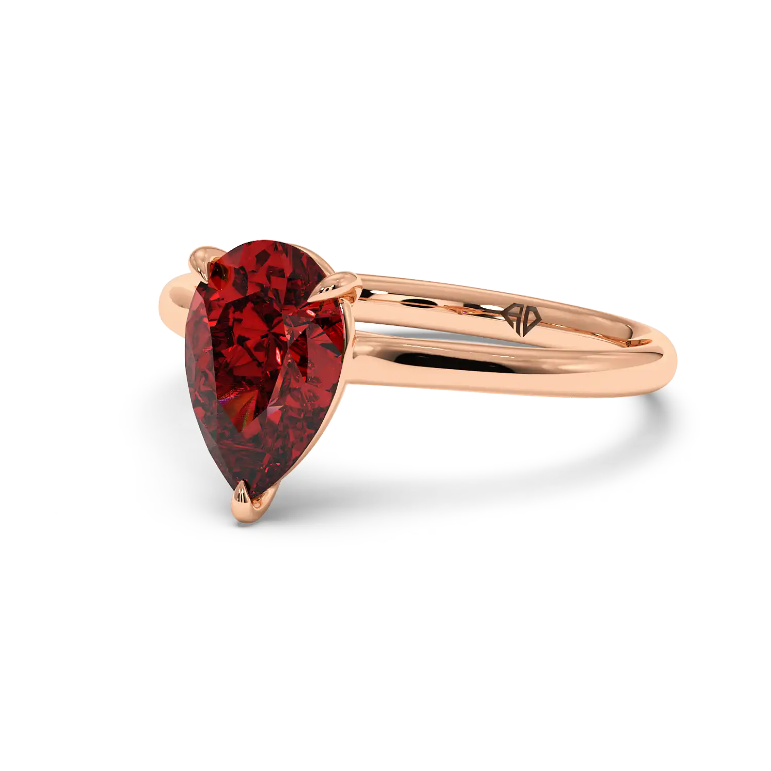 18K Rose Gold Poppy Plain Shank Engagement Ring