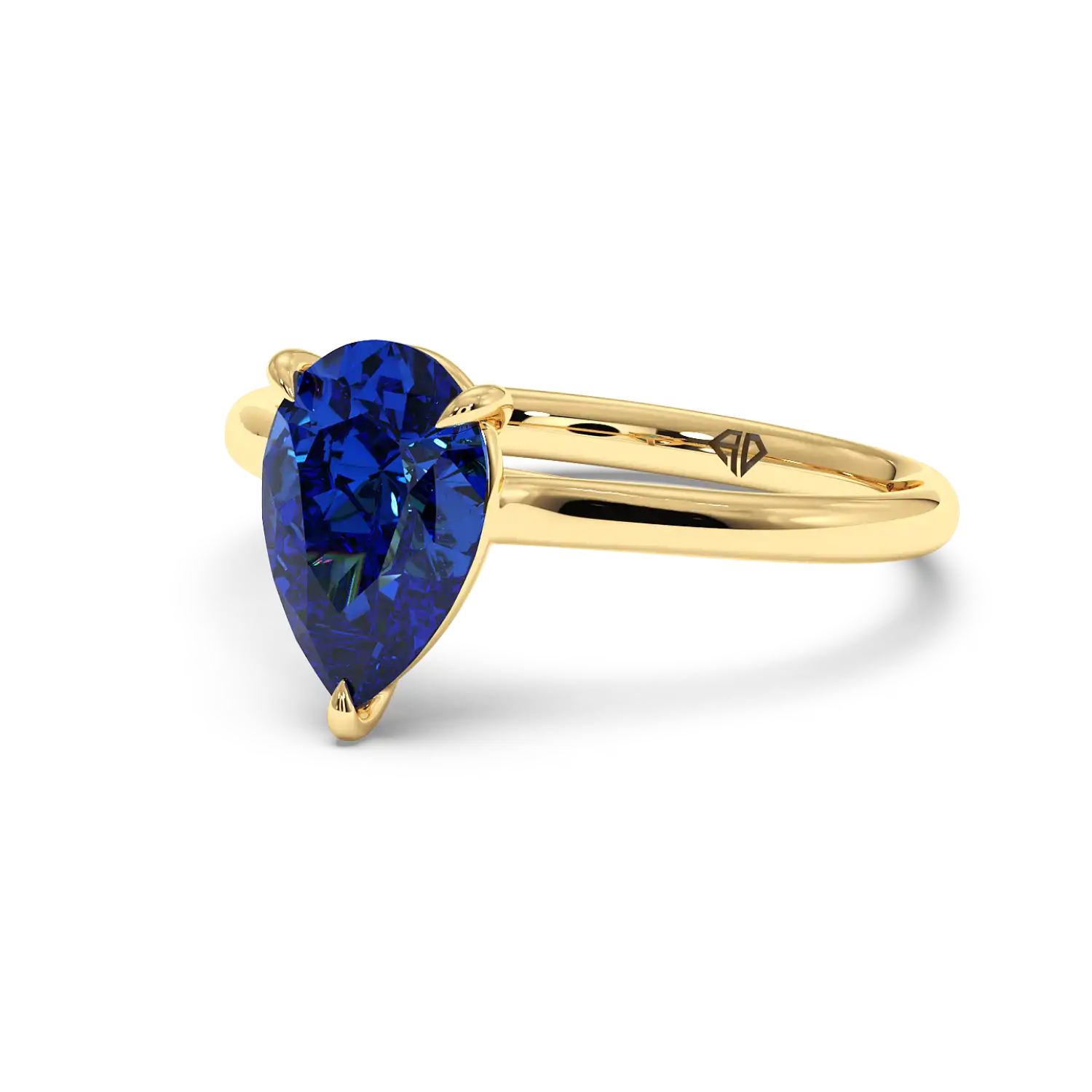18K Yellow Gold Poppy Plain Shank Engagement Ring