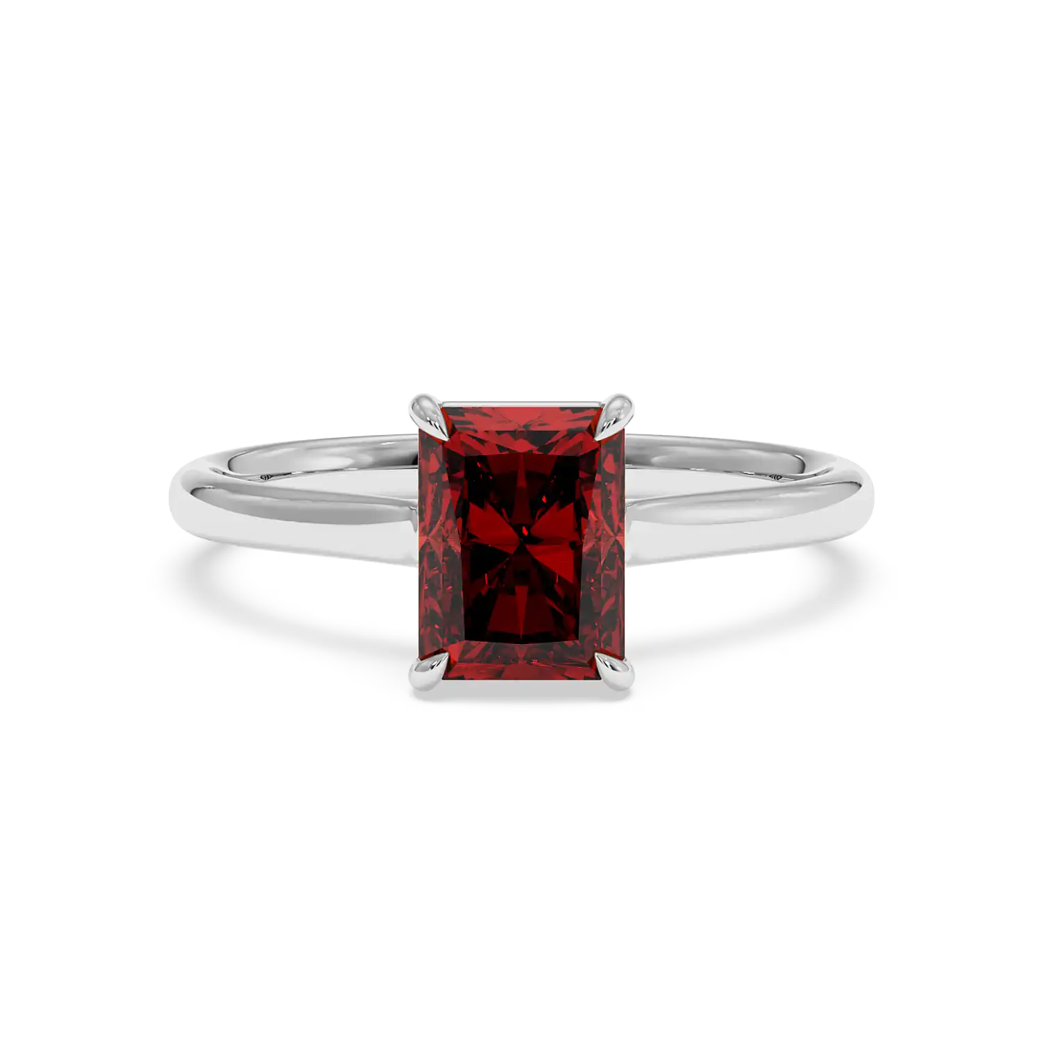 18K White Gold Poppy Plain Shank Engagement Ring