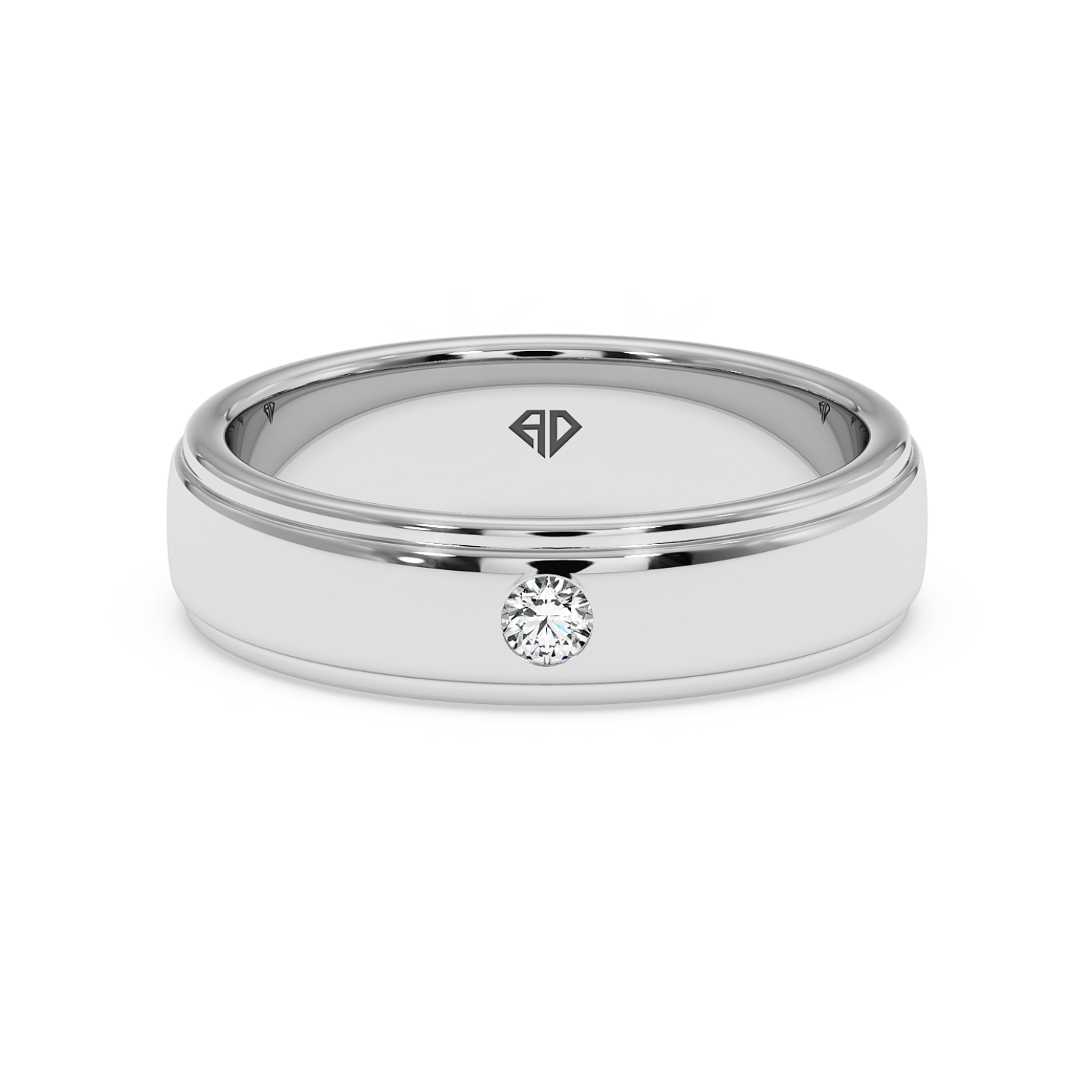 18K White Gold Diamond Wedding Band for Him