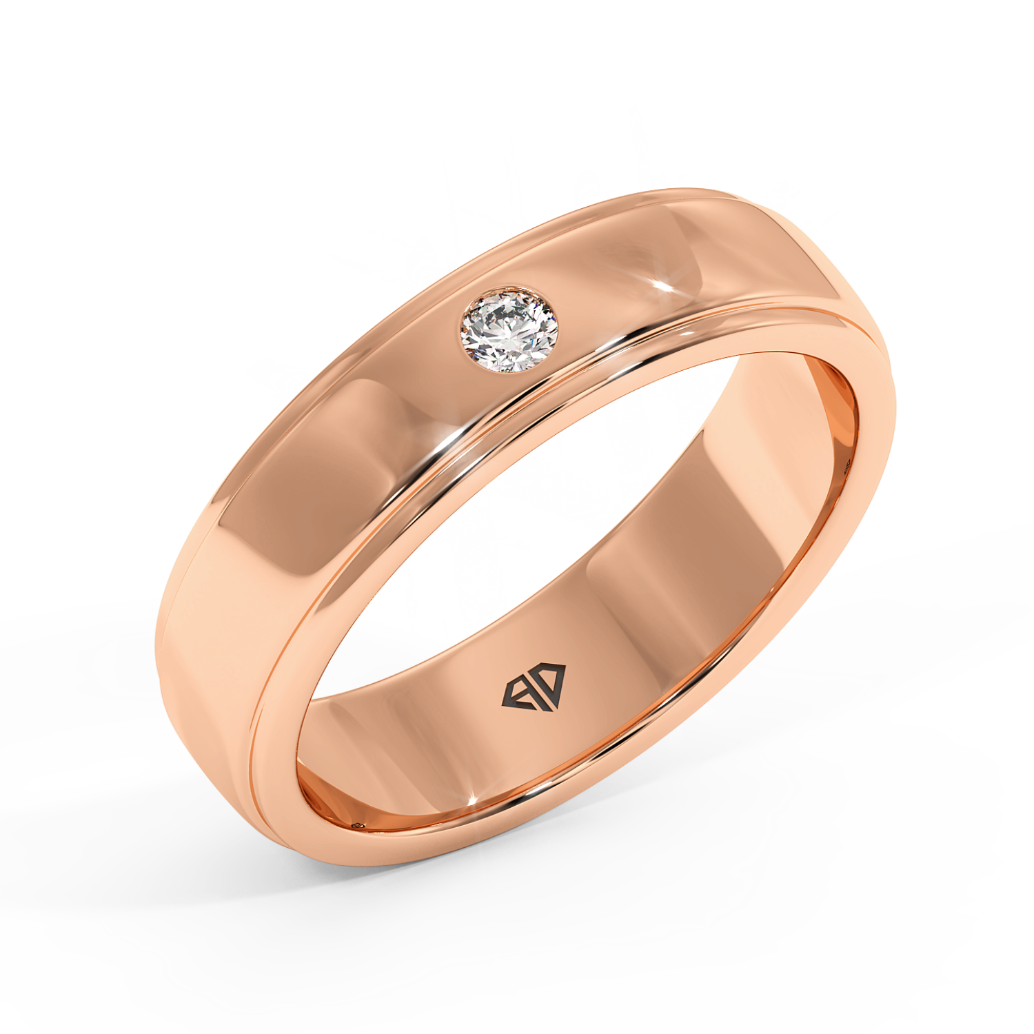 9K Rose Gold Diamond Wedding Band for Him