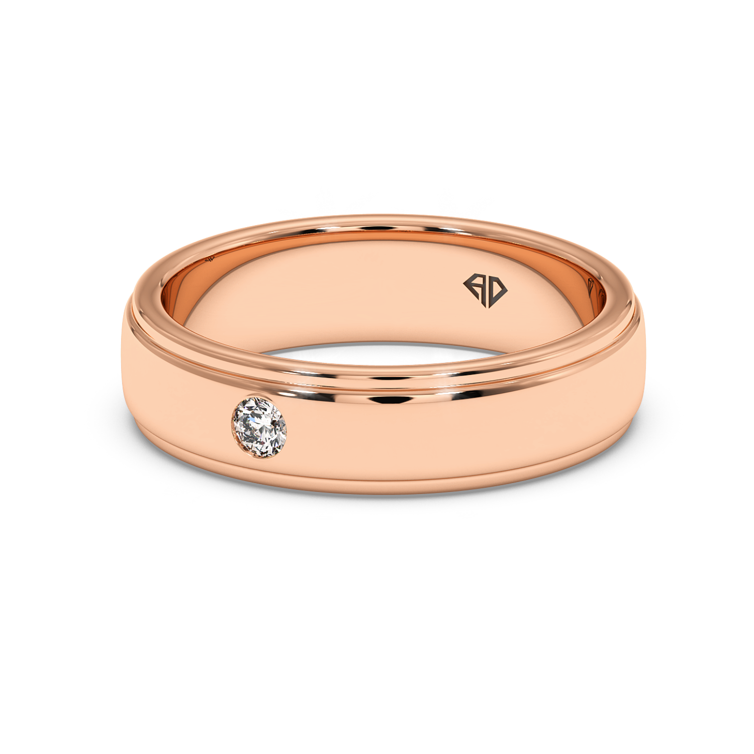 9K Rose Gold Diamond Wedding Band for Him