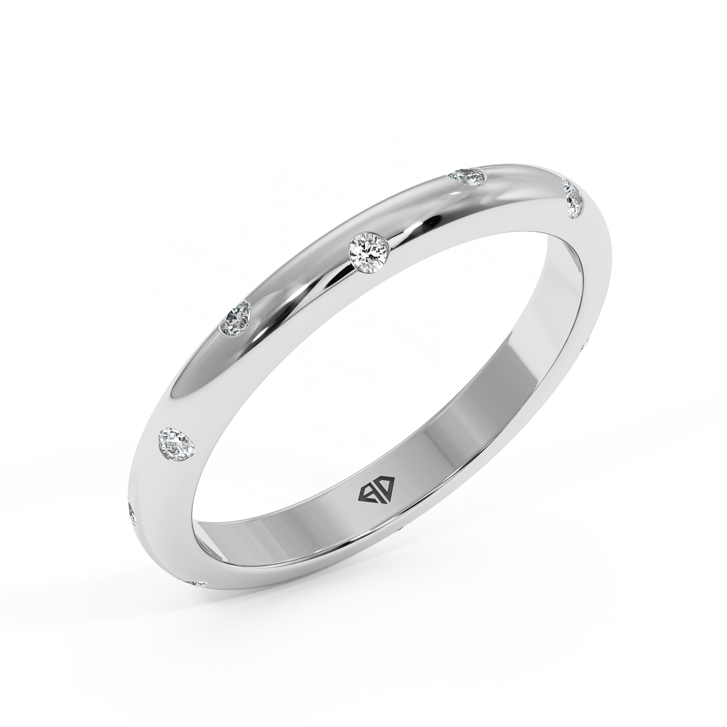 9K White Gold Bazel Diamond Wedding Band