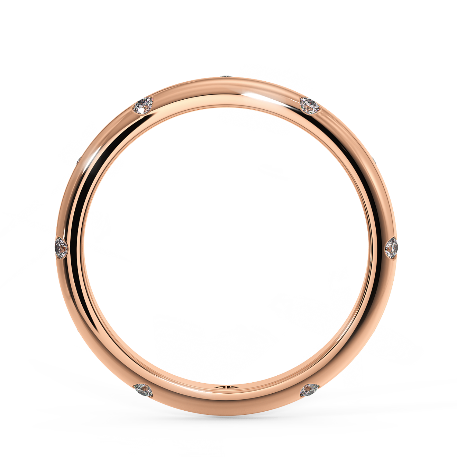 9K Rose Gold Bazel Diamond Wedding Band