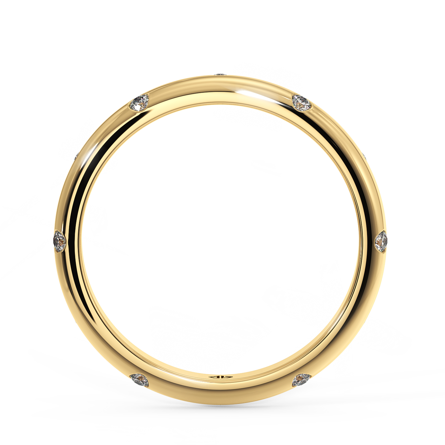 18K Yellow Gold Bazel Diamond Wedding Band