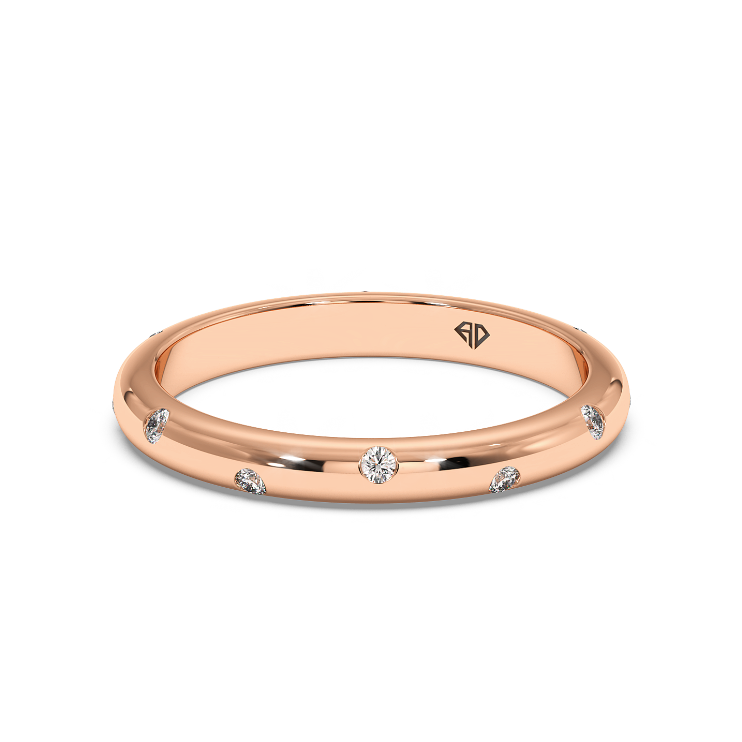 9K Rose Gold Bazel Diamond Wedding Band