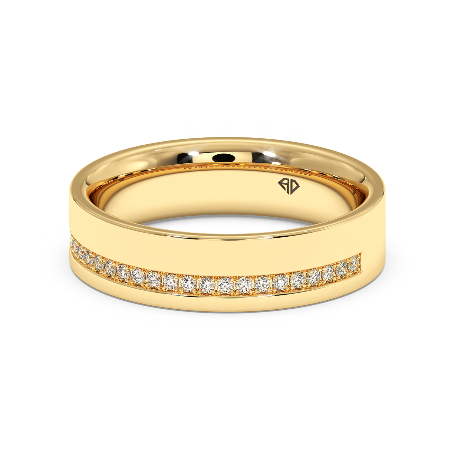 9K Yellow Gold Mens Moissanite Diamond Wedding Band