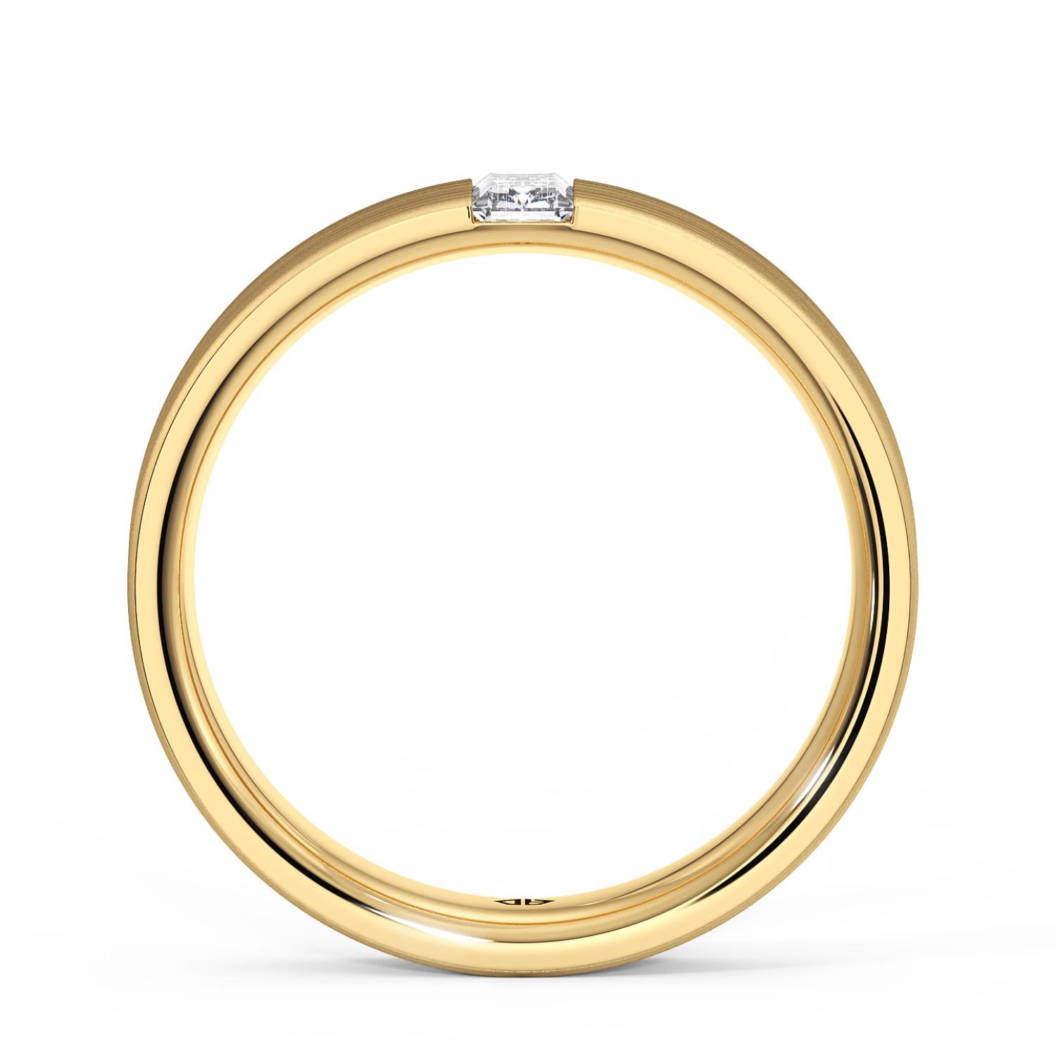 18K Yellow Gold Emerald Cut Men's Classic Diamond Wedding Band