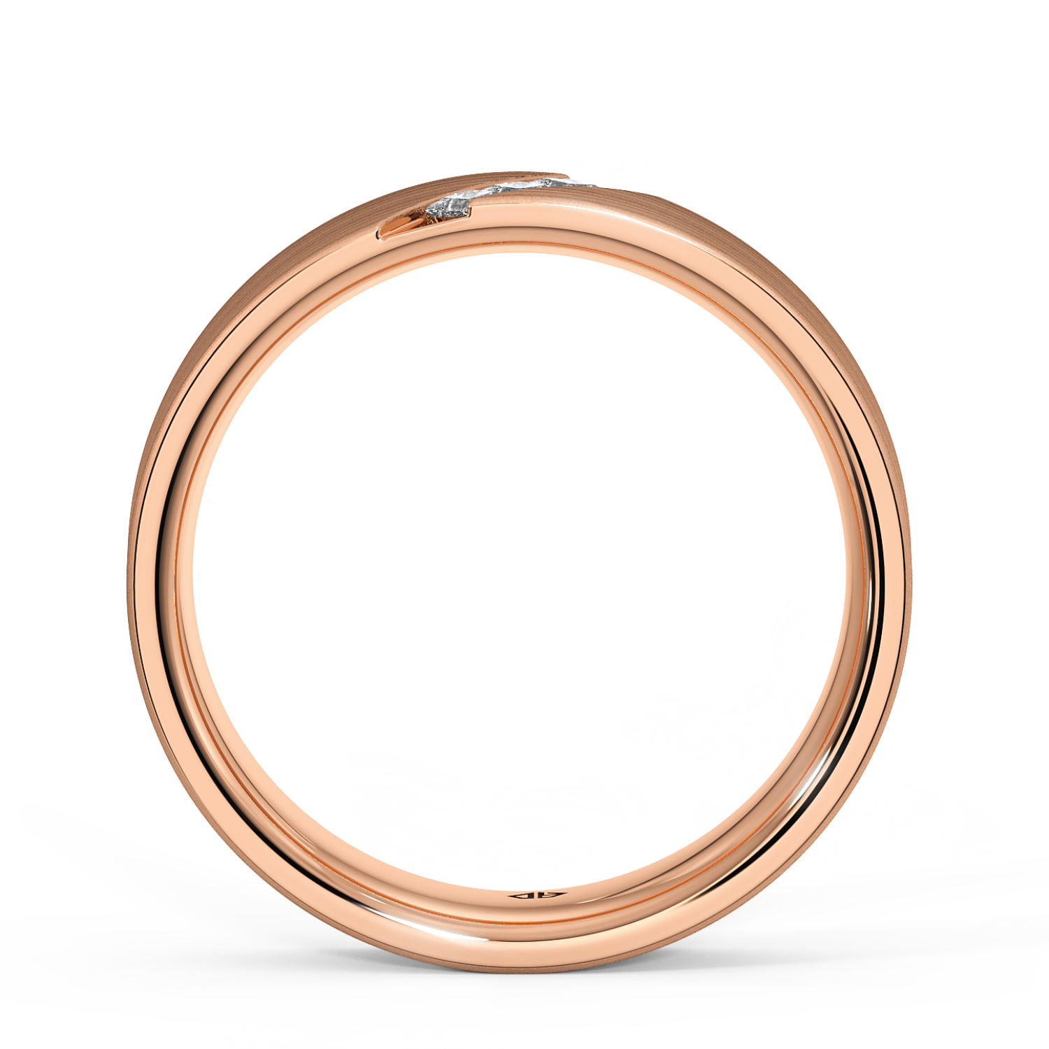 18K Rose Gold Men's Diagonal Channel Diamond Wedding Band