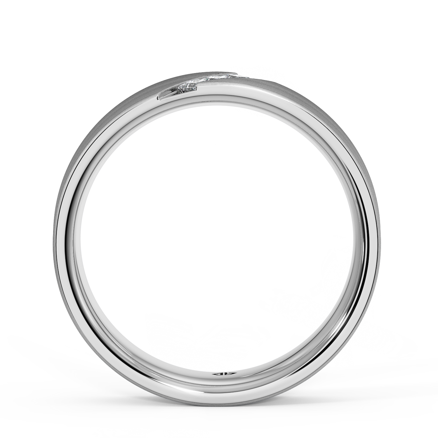 Platinum Men's Diagonal Channel Diamond Wedding Band