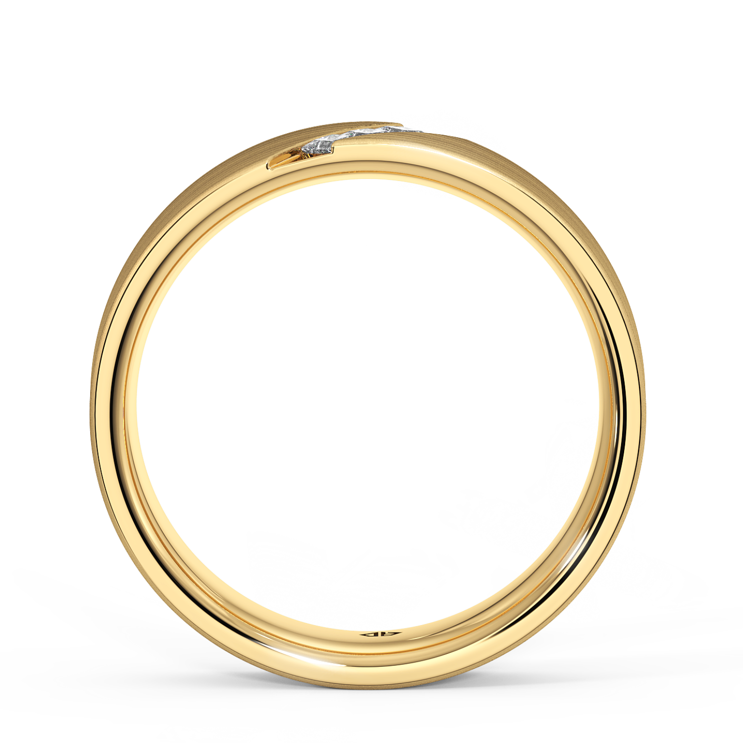 18K Yellow Gold Men's Diagonal Channel Diamond Wedding Band