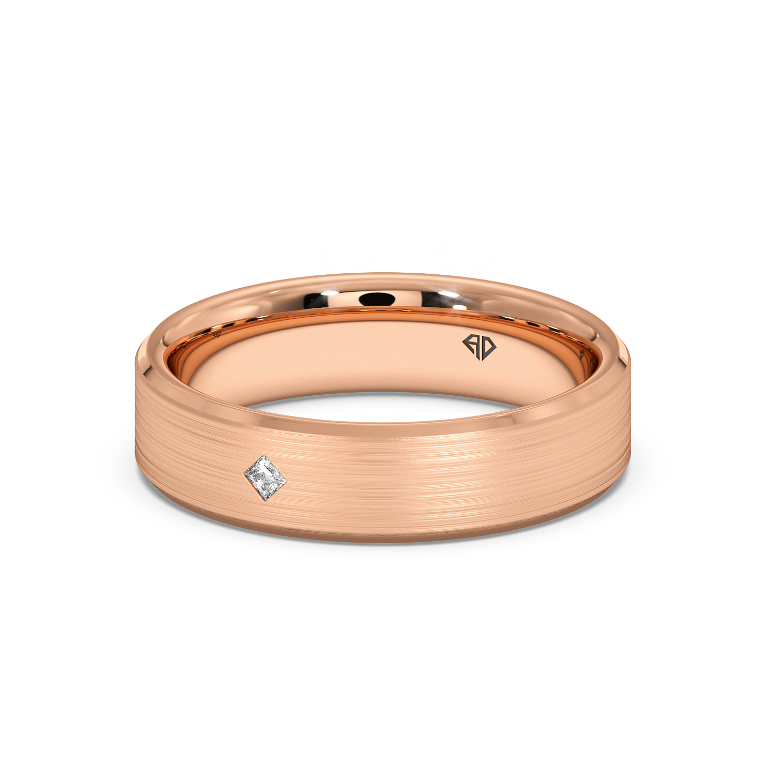 9K Rose Gold Princess Cut  Diamond Wedding Band