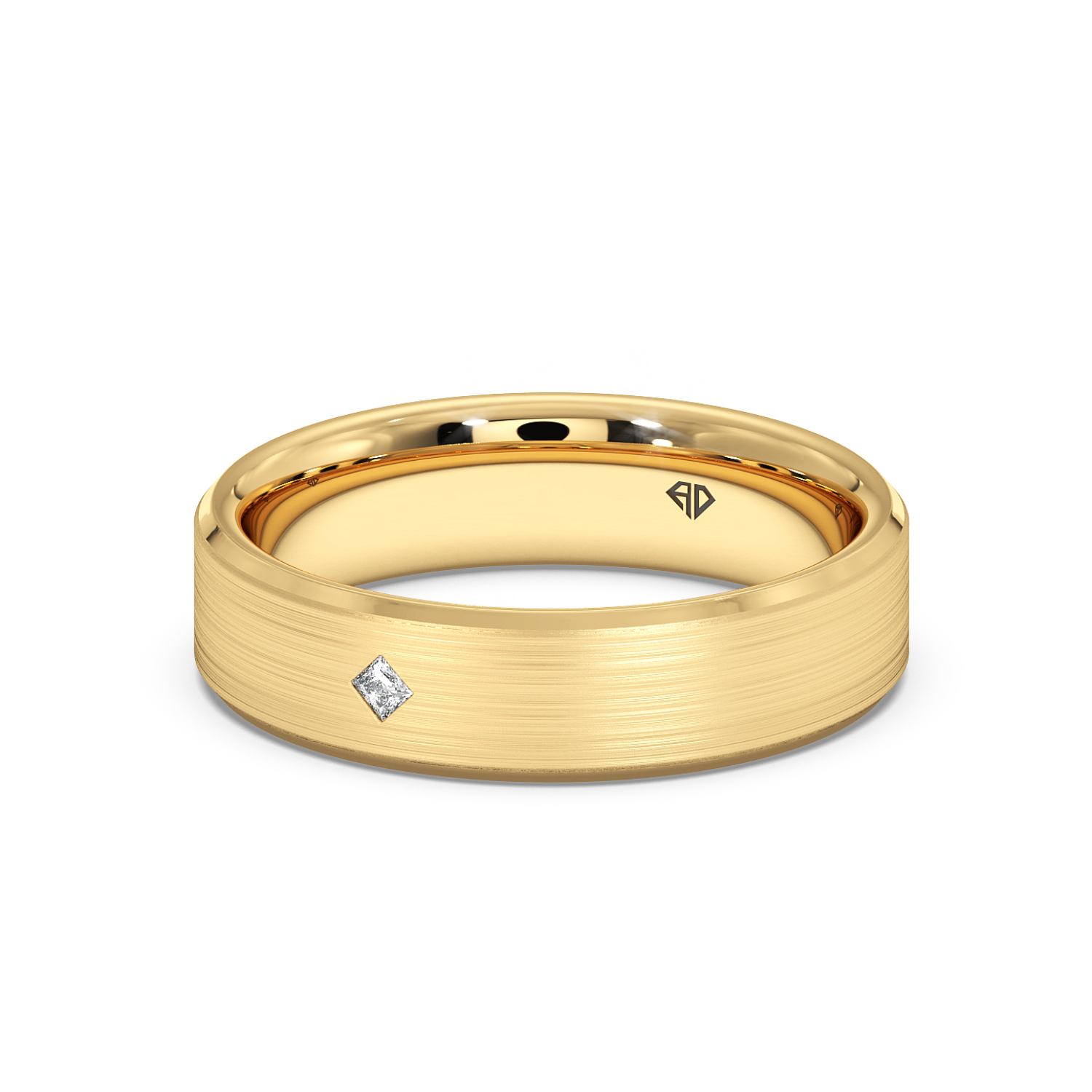 9K Yellow Gold Princess Cut  Diamond Wedding Band