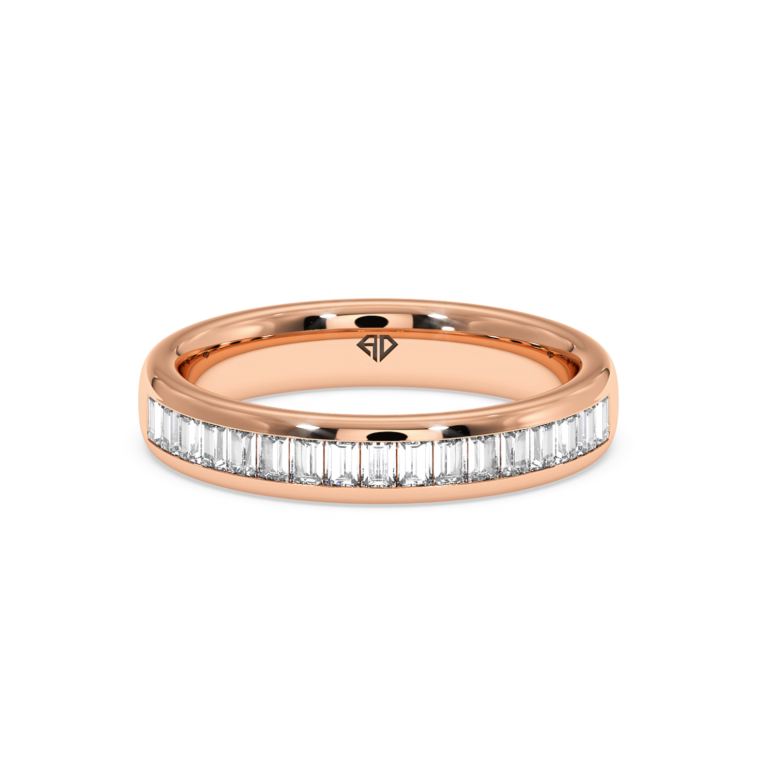 18K Rose Gold Baguatte Cut Diamond Wedding Band