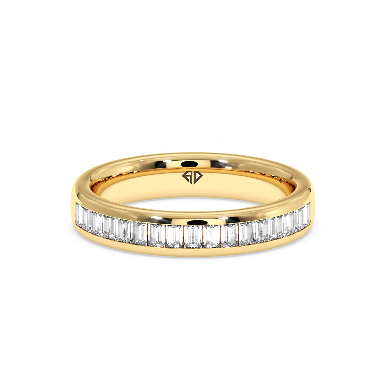 18K Yellow Gold Baguatte Cut Diamond Wedding Band