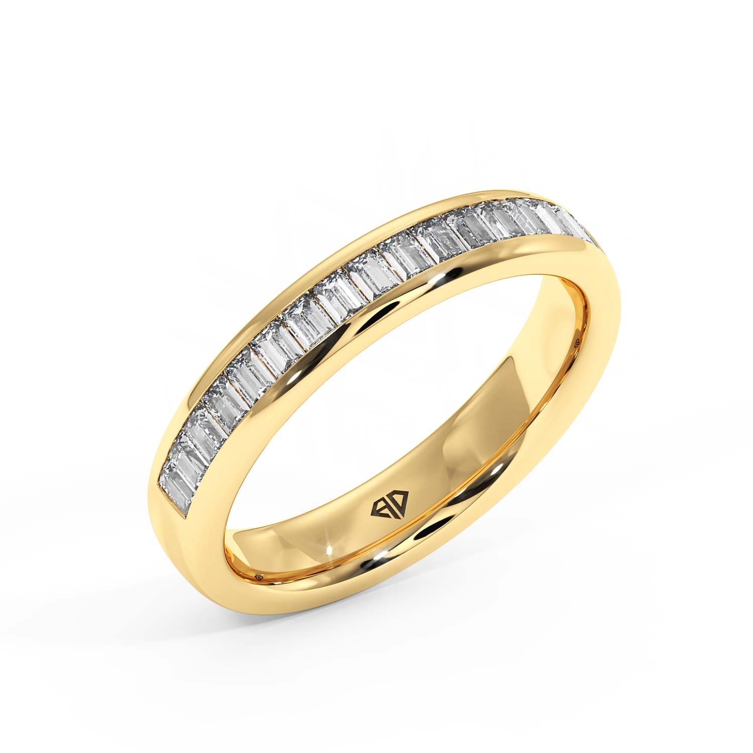 18K Yellow Gold Baguatte Cut Diamond Wedding Band