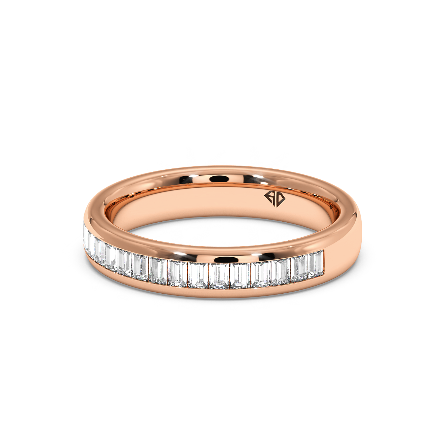 9K Rose Gold Baguatte Cut Diamond Wedding Band