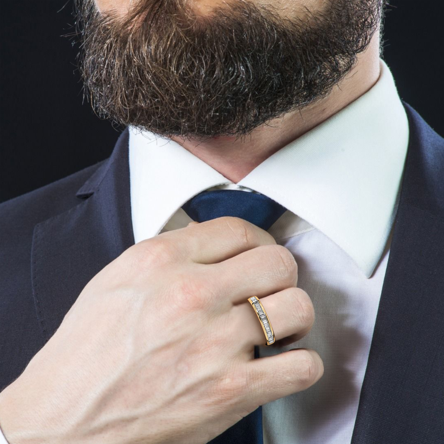 18K Yellow Gold Baguatte Cut Diamond Wedding Band