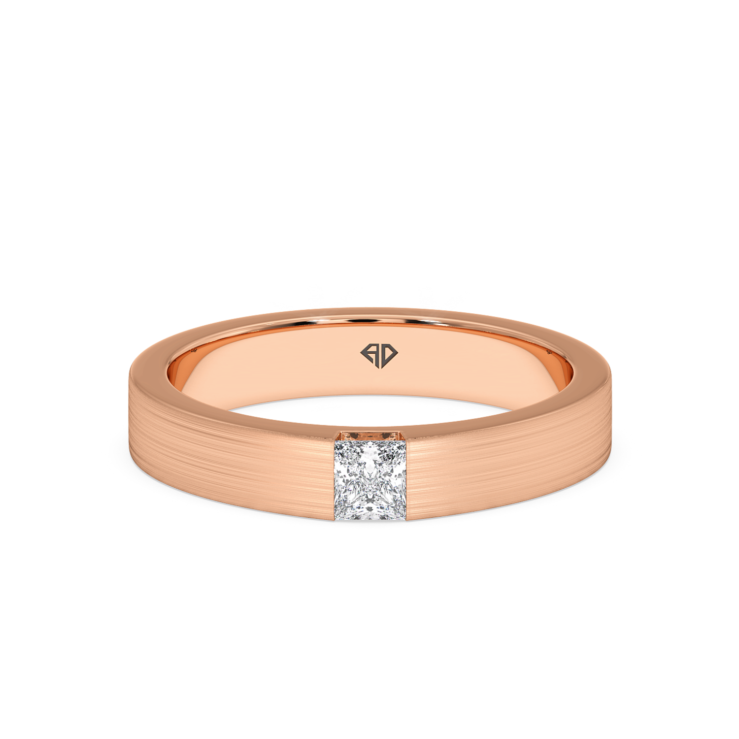 18K Rose Gold Princess Cut Diamond Wedding Band