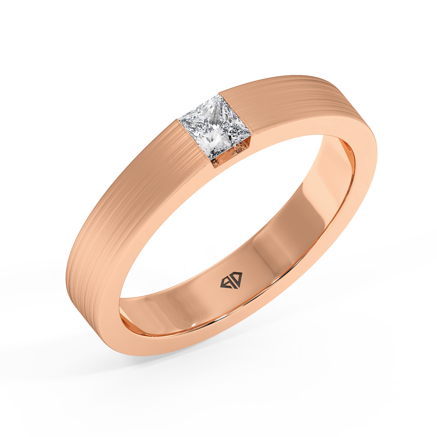 18K Rose Gold Princess Cut Diamond Wedding Band