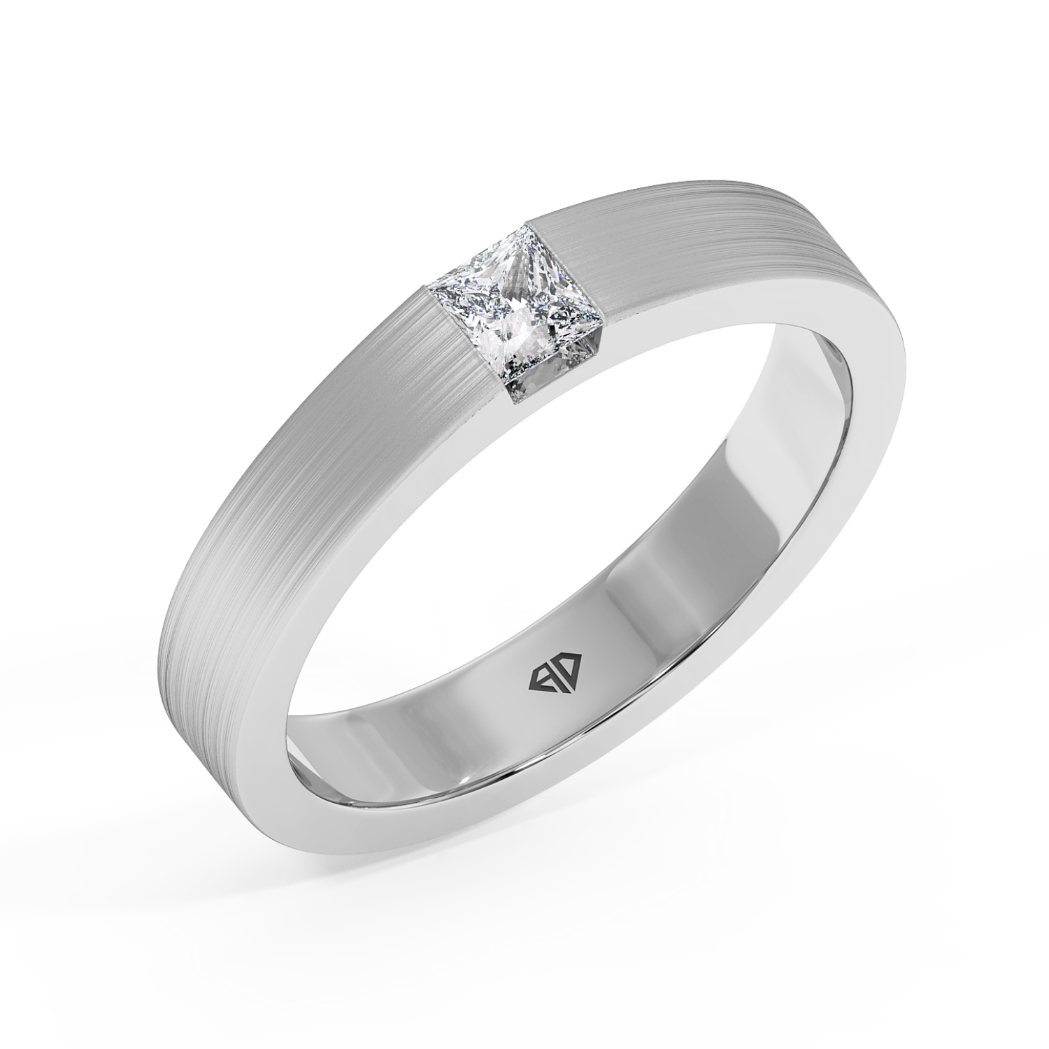 9K White Gold Princess Cut Diamond Wedding Band
