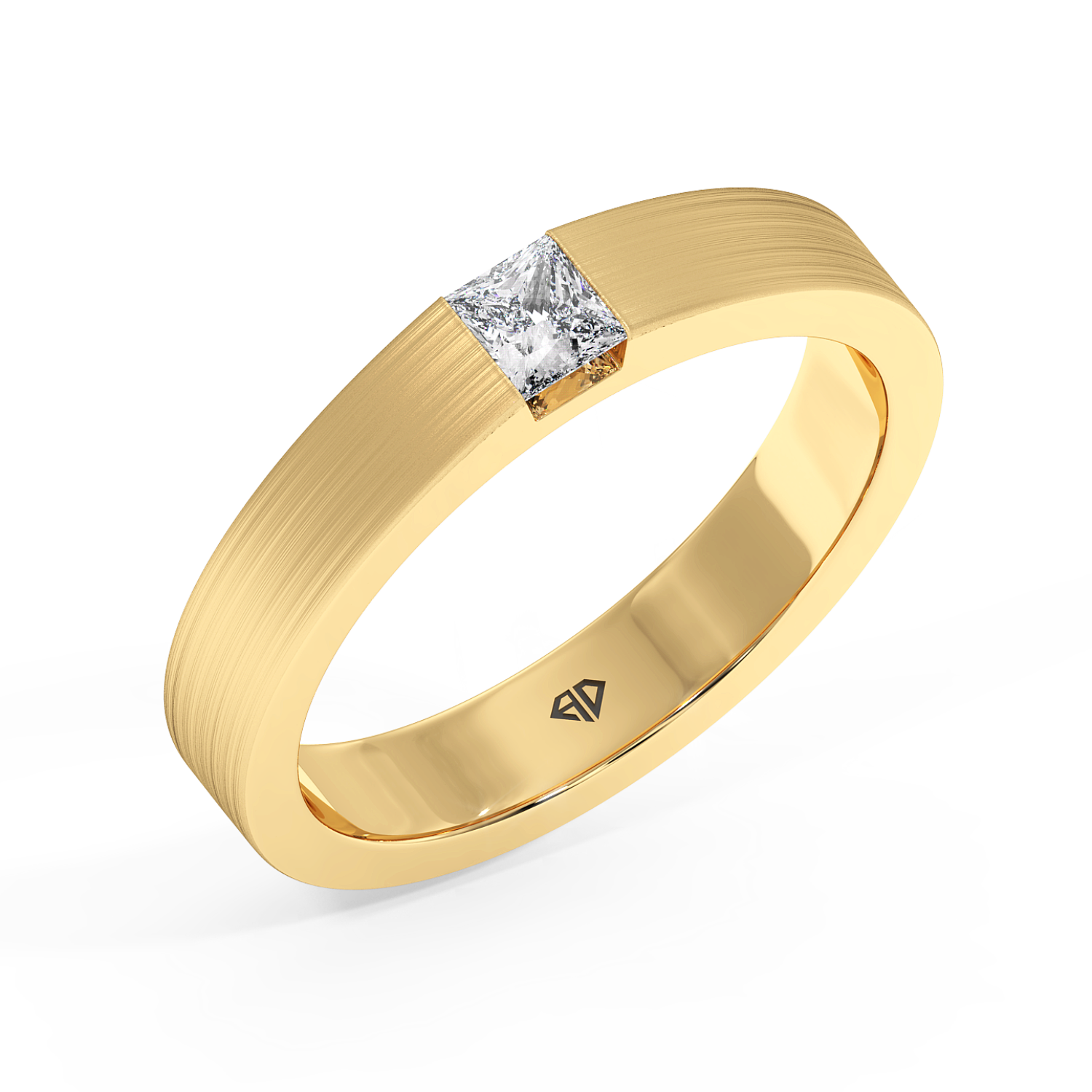 18K Yellow Gold Princess Cut Diamond Wedding Band
