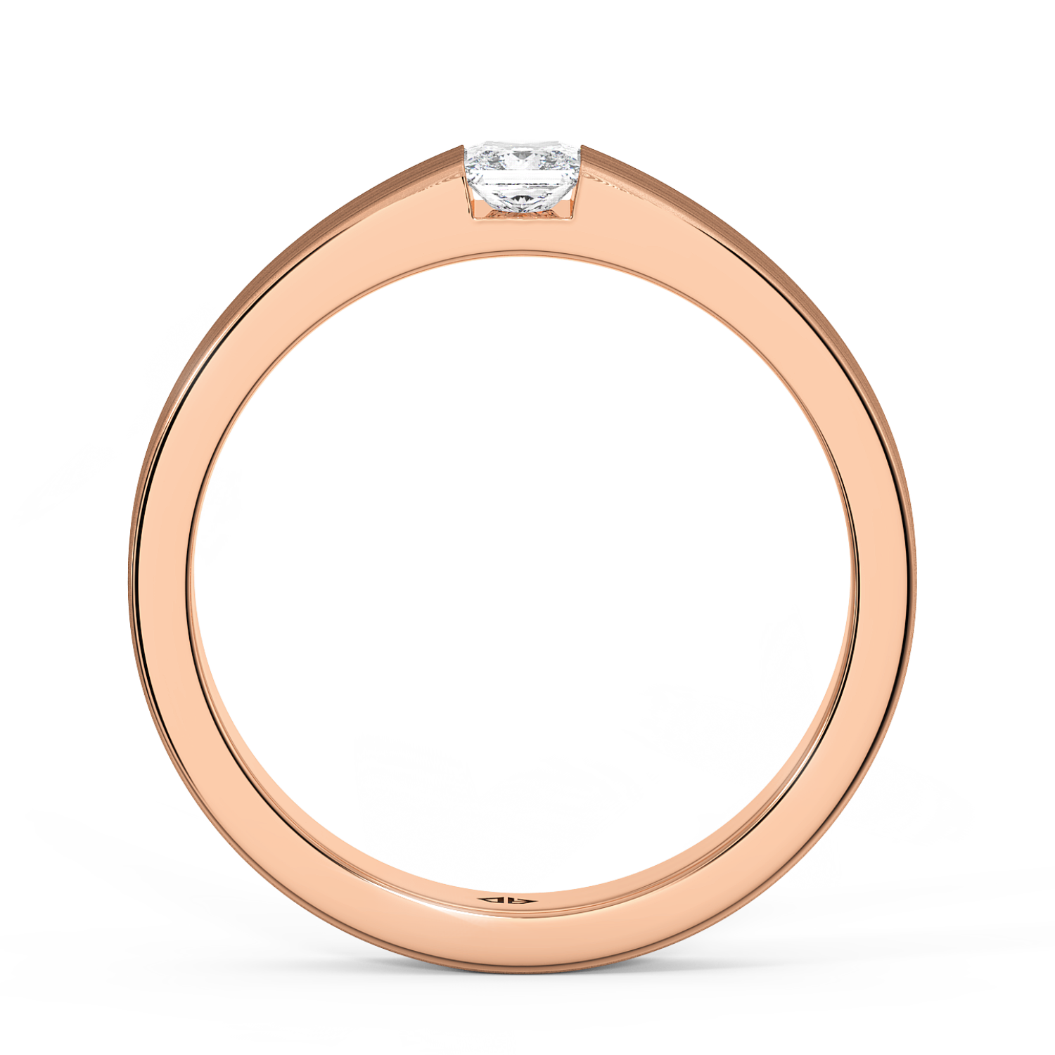 18K Rose Gold Princess Cut Diamond Wedding Band
