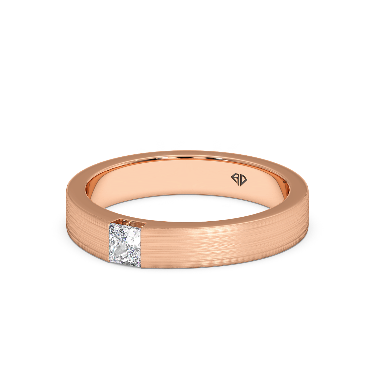 18K Rose Gold Princess Cut Diamond Wedding Band