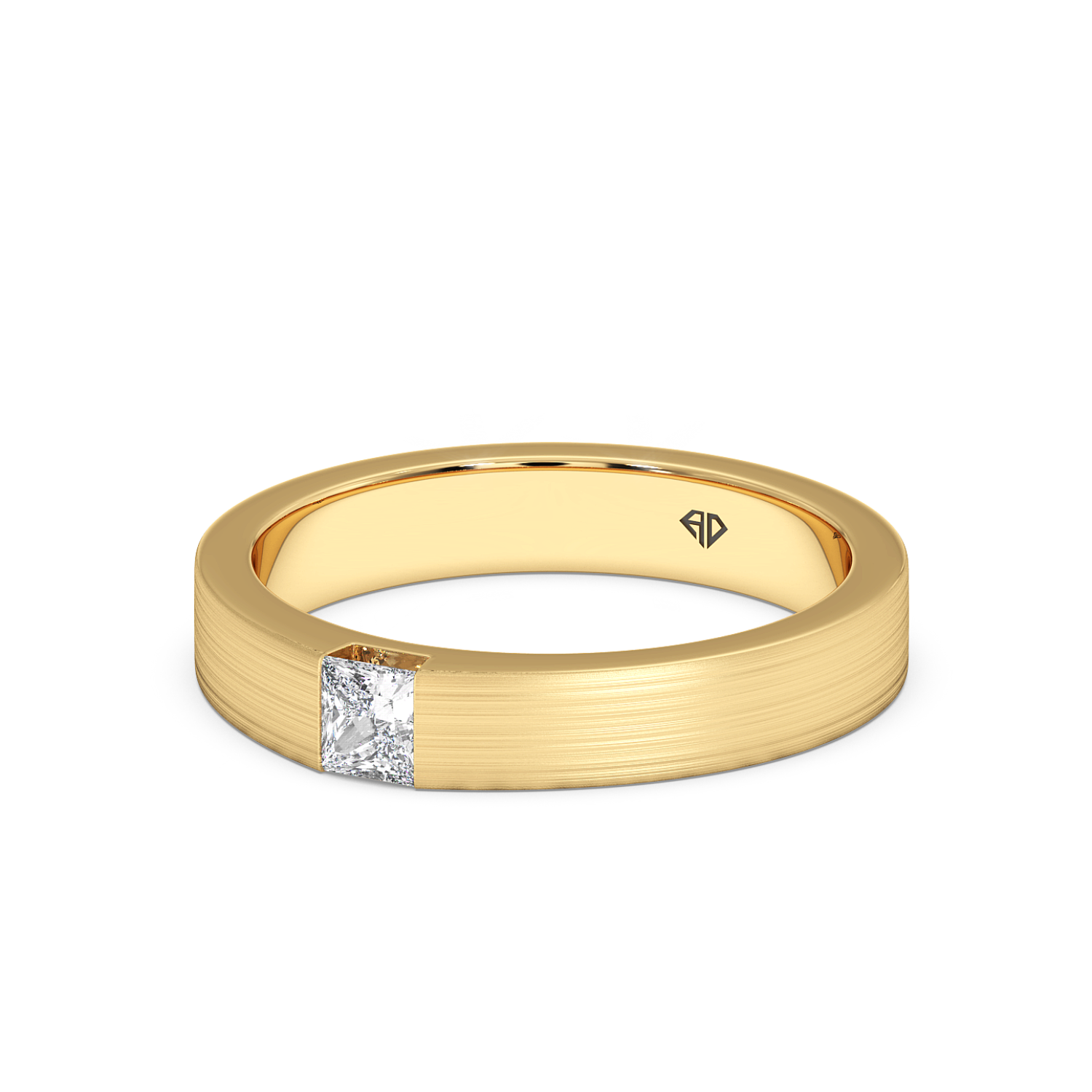 18K Yellow Gold Princess Cut Diamond Wedding Band