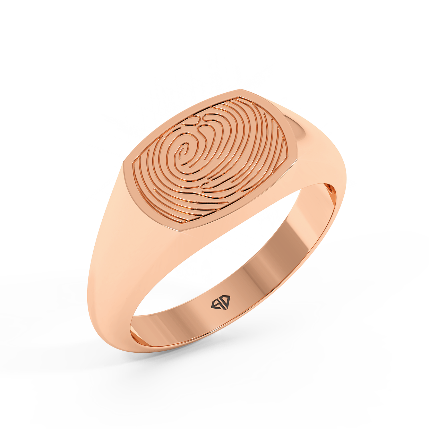 18K Rose Gold Finger Print Signet Ring