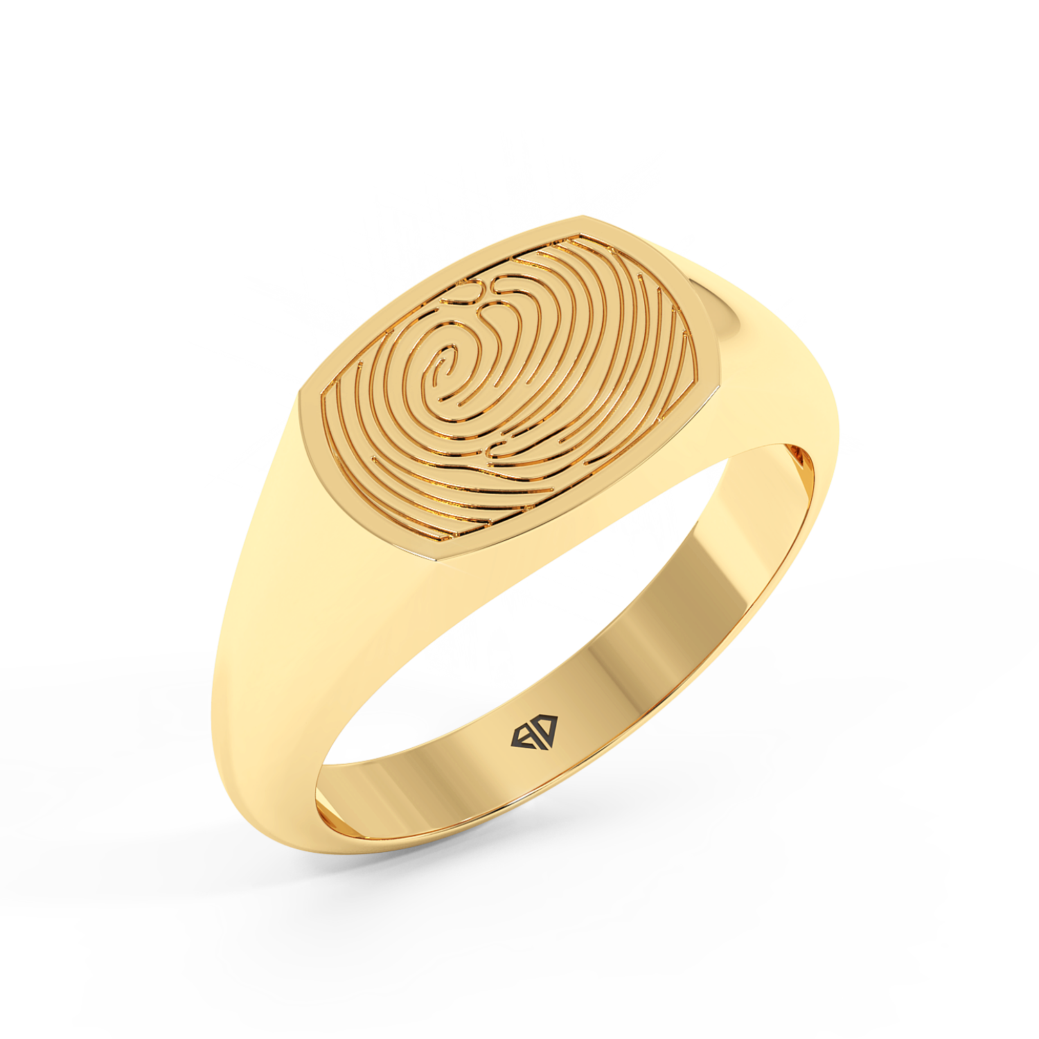 18K Yellow Gold Finger Print  Signet Ring