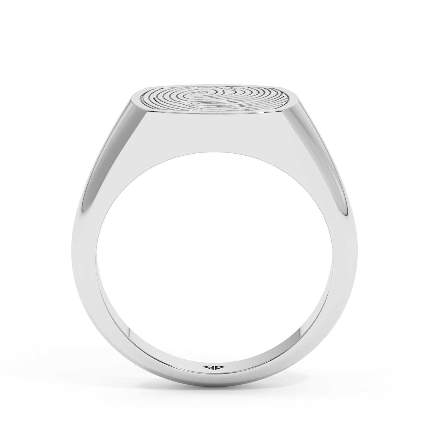 18K White Gold Finger Print  Signet Ring