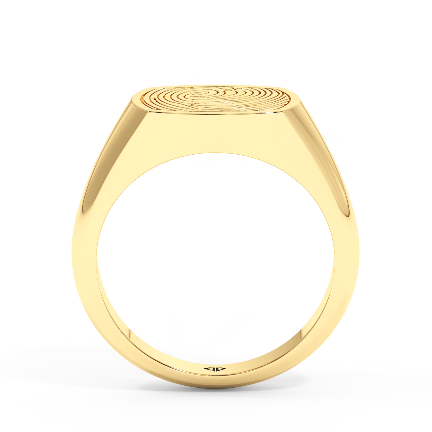 18K Yellow Gold Finger Print  Signet Ring