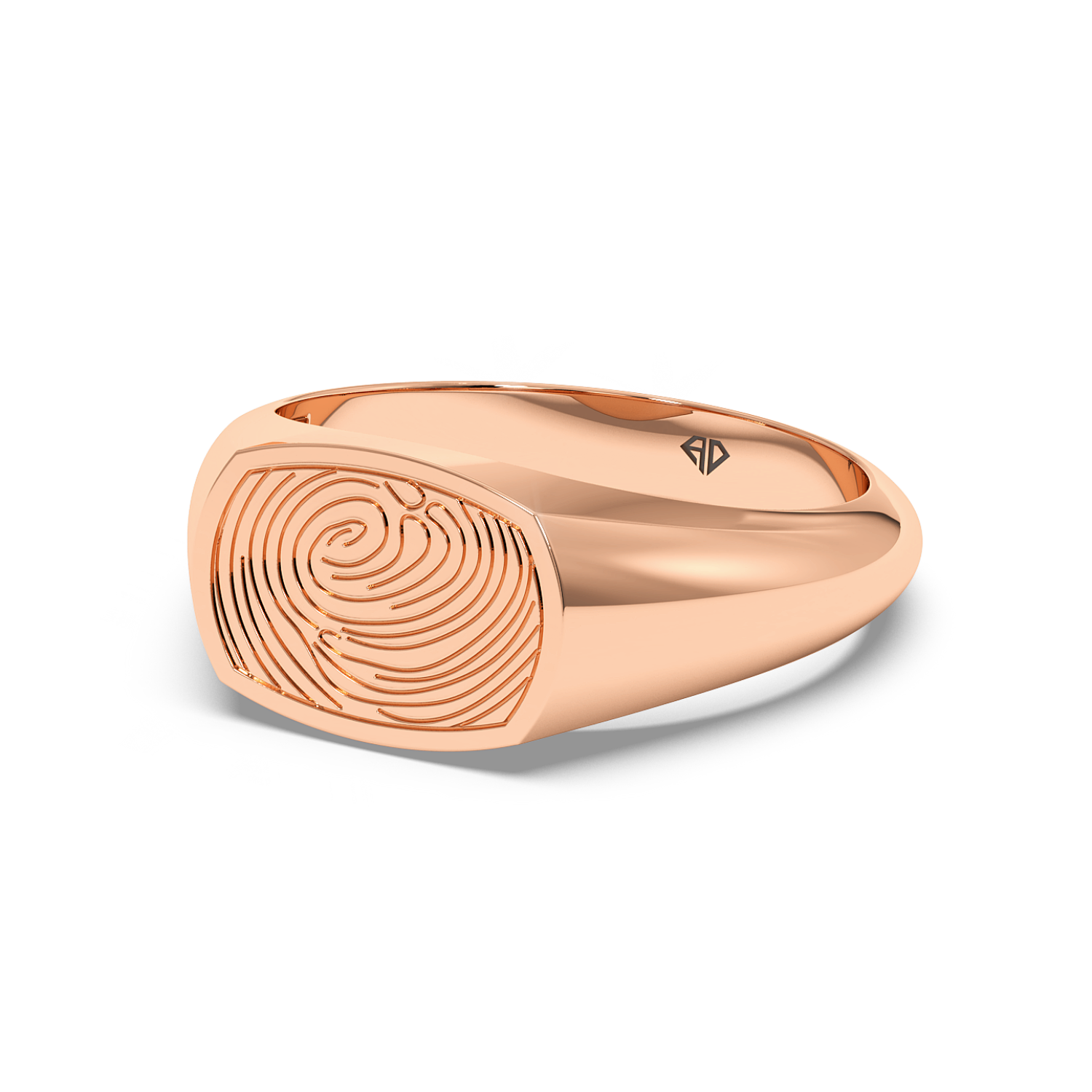 18K Rose Gold Finger Print Signet Ring