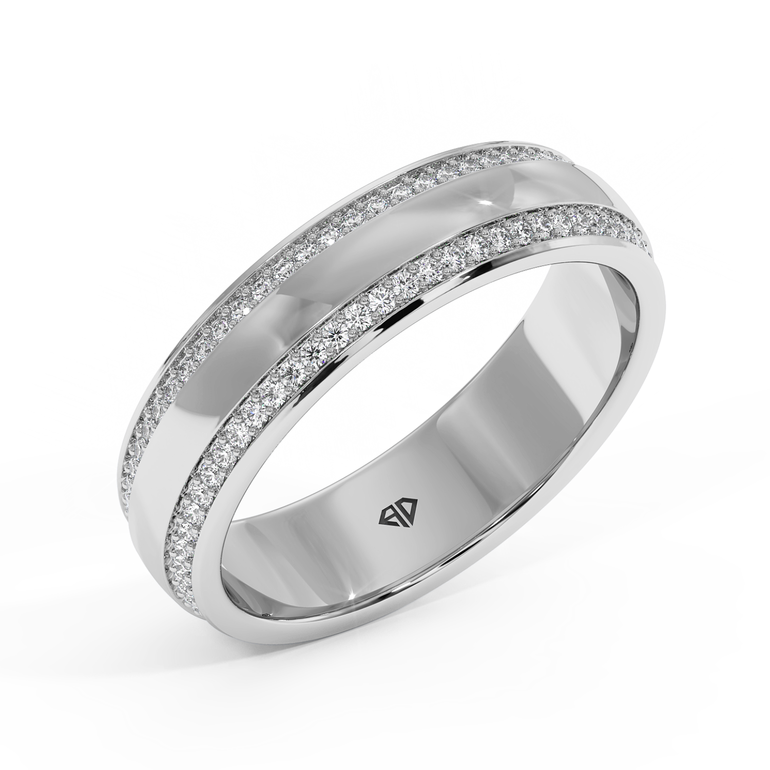 9K White Gold Hercules Diamond Wedding Band