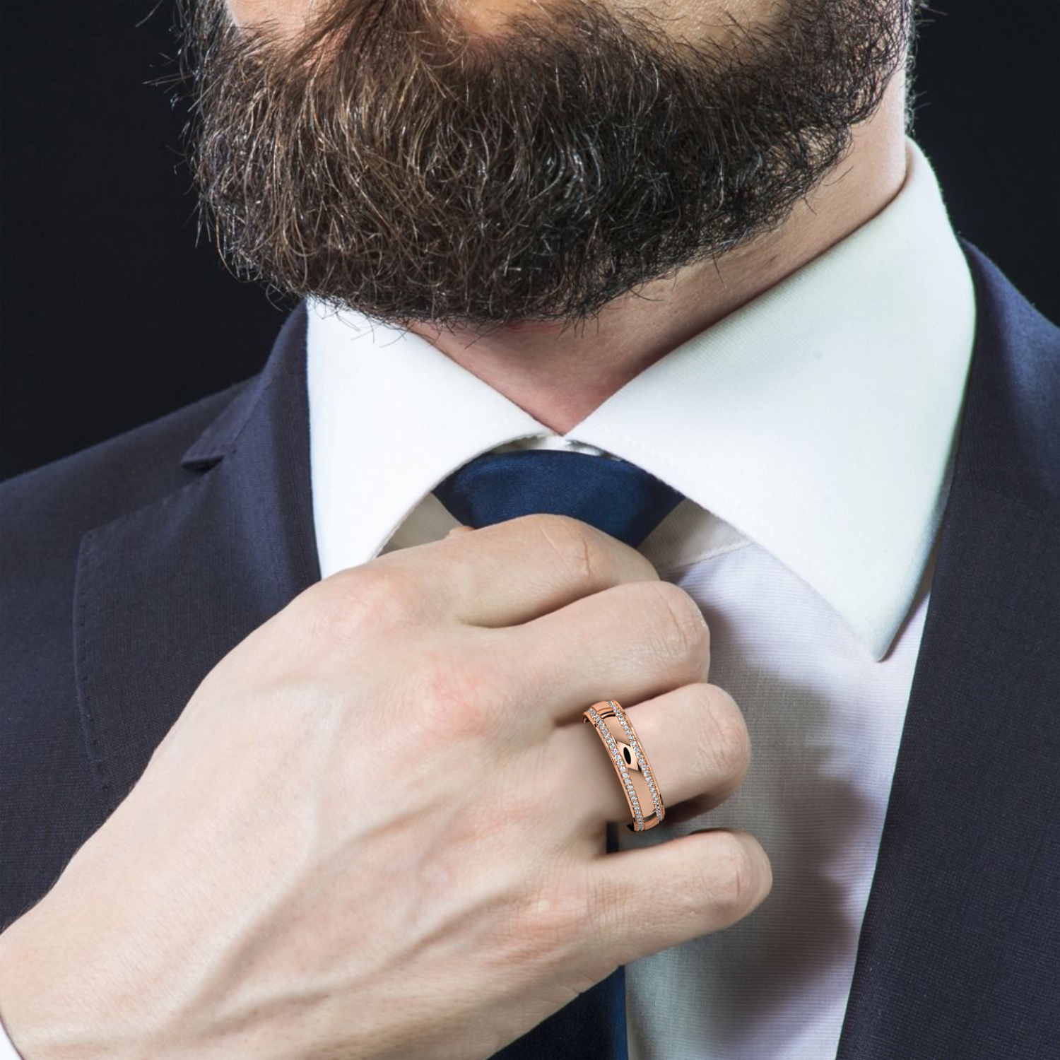 9K Rose Gold Hercules Diamond Wedding Band