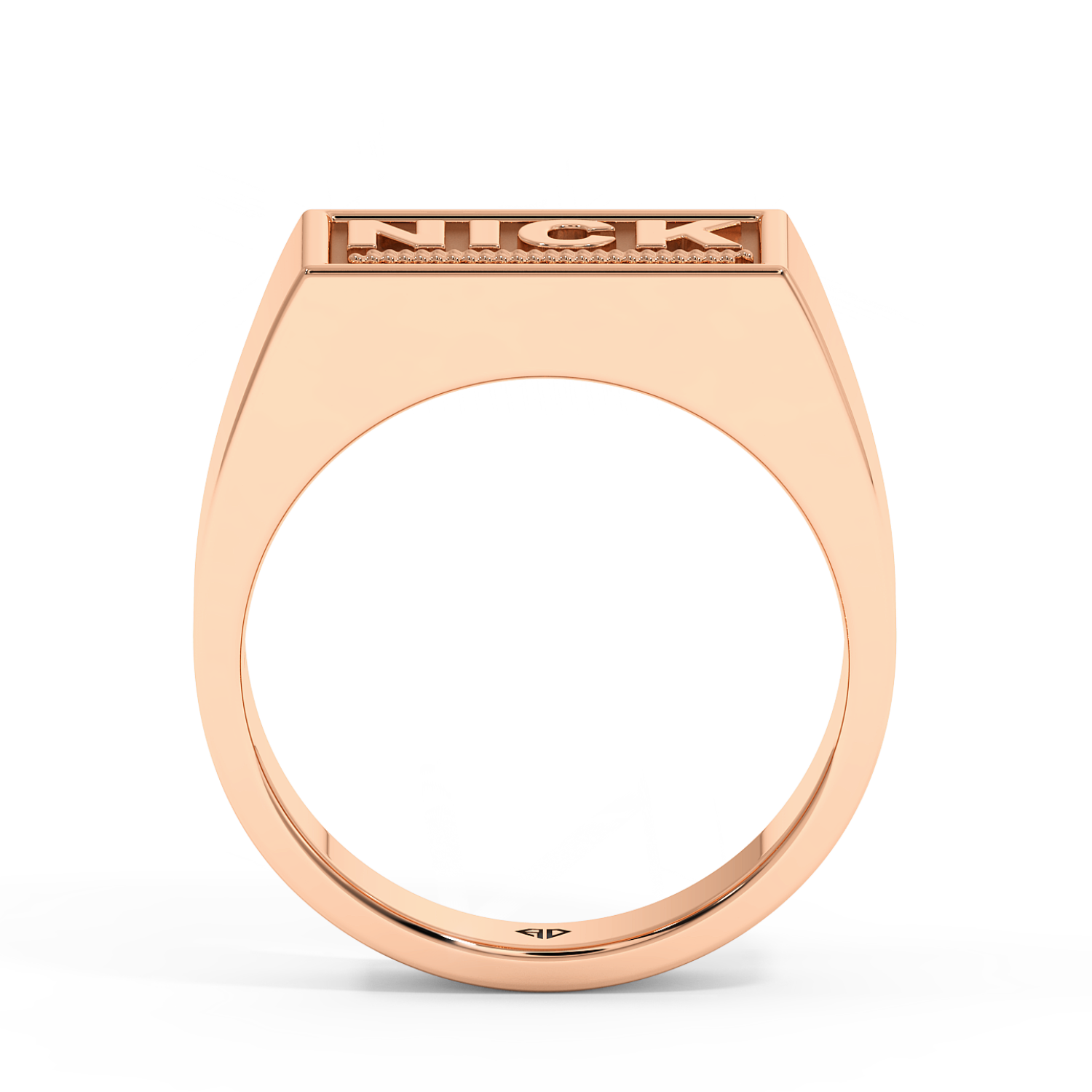 18K Rose Gold Nick Engraved Signet Ring
