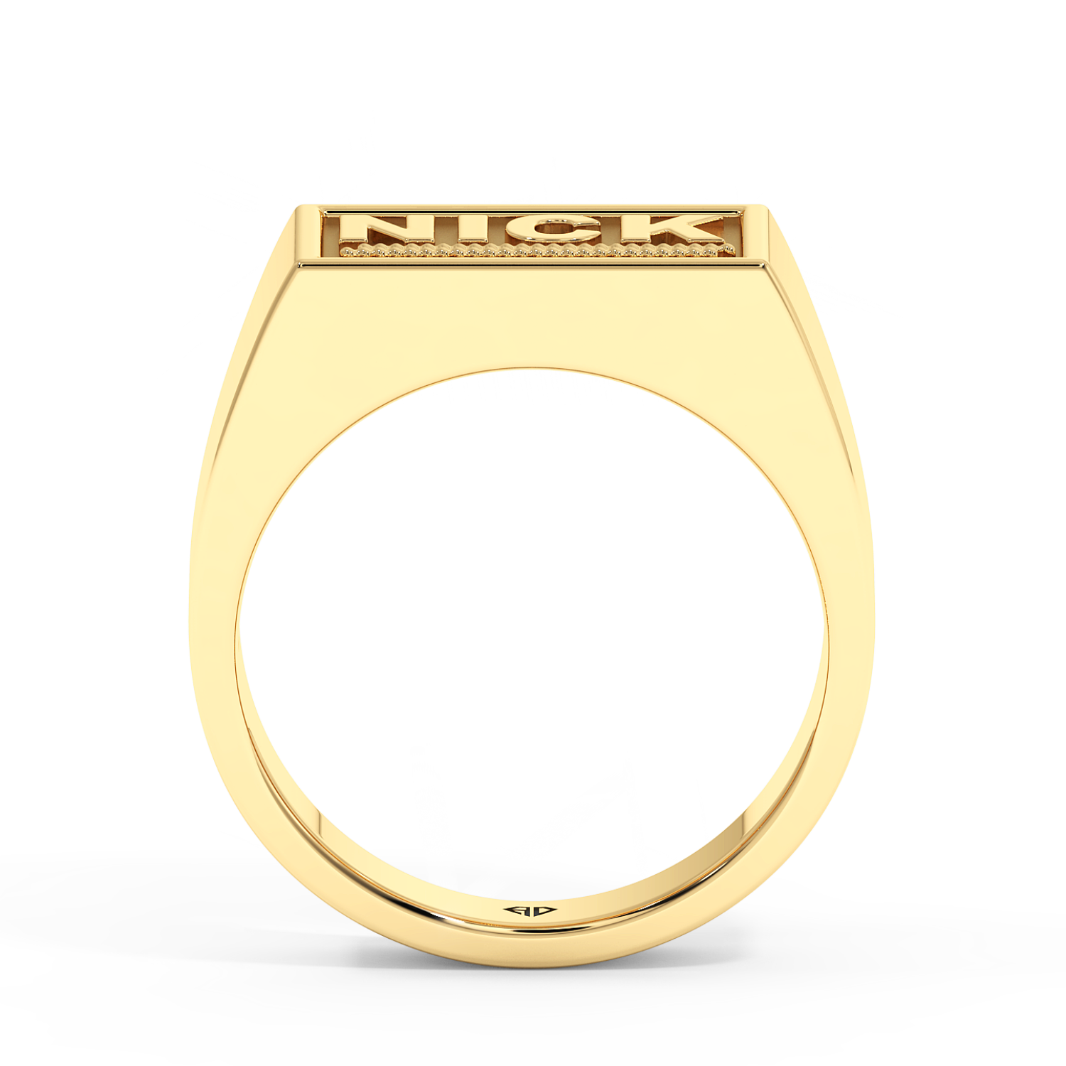 18K Yellow Gold Nick Engraved Signet Ring